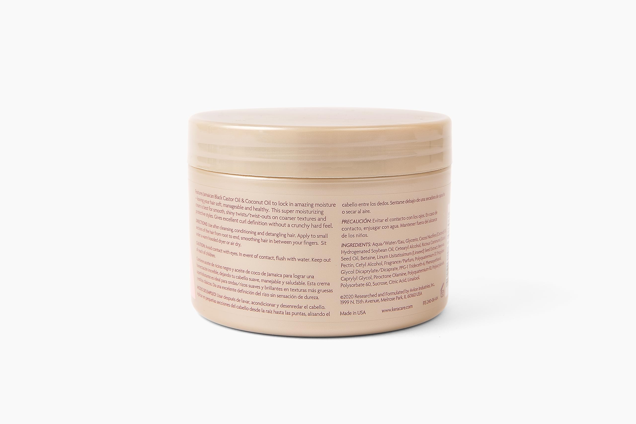 Keracare Curlessence Moisturizing Coconut Curling Cream - With Jamaican Black Castor Oil & Coconut Oil - For Curly Hair - Silico