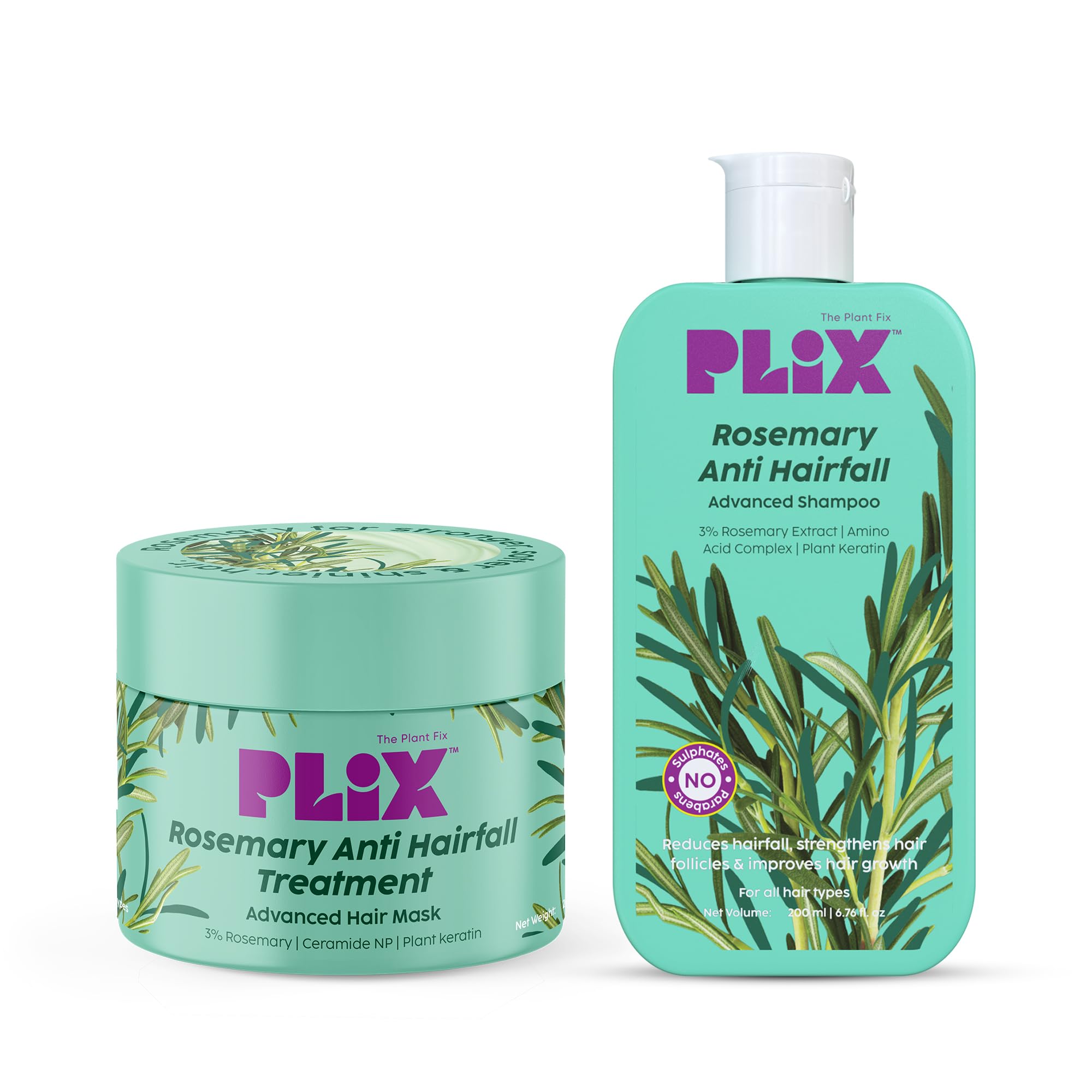 The Plant Fix Plix Plix L Rosemary Infused Advanced Shampoo & Hair Mask L Repairs Damaged Hair L Reduces Hair Fall & Breakage L 