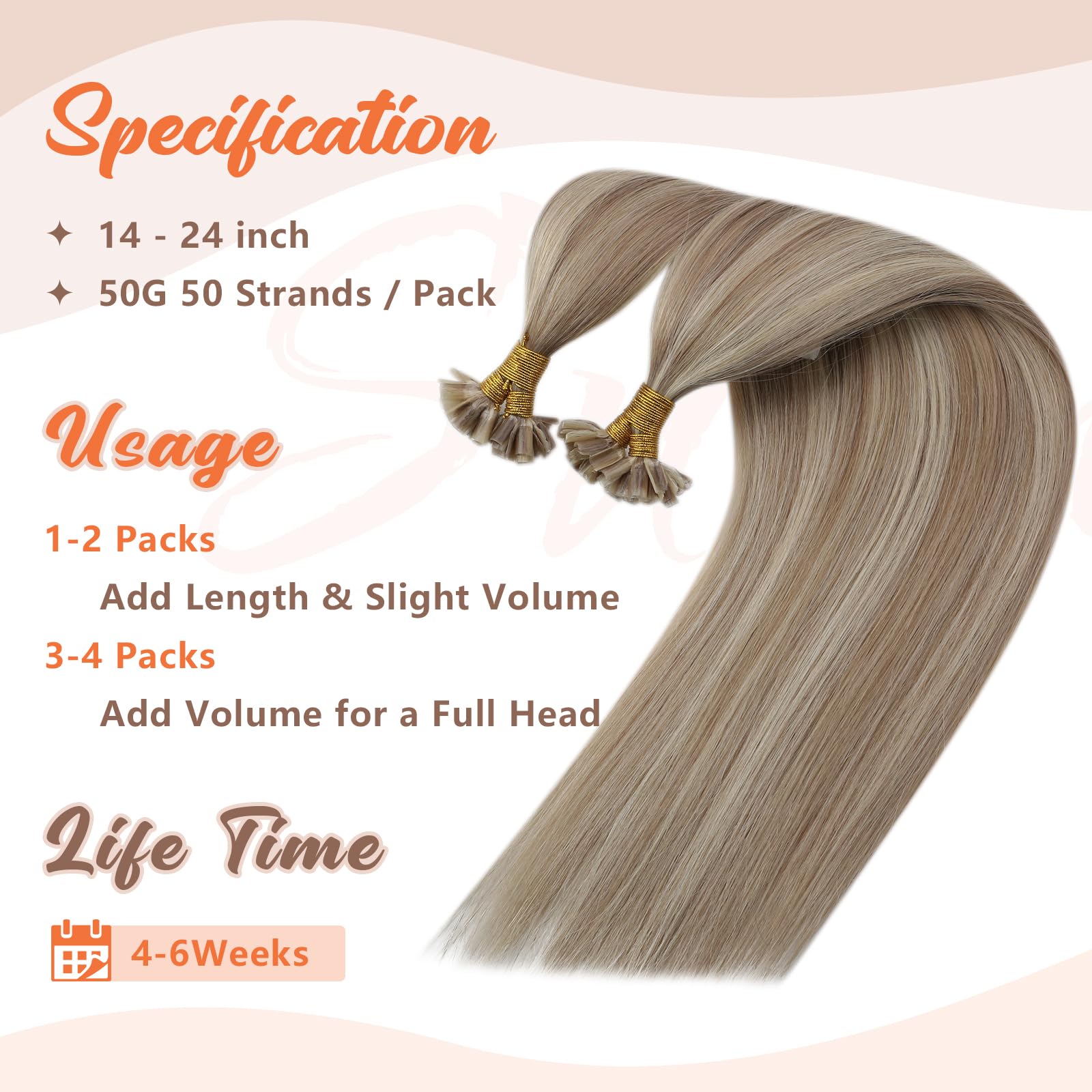 Sunny U Tip Hair Extensions Human Hair Ash Blonde Keratin Hair Extensions Highlights Ash Blonde With Bleach Blonde U Tips Human