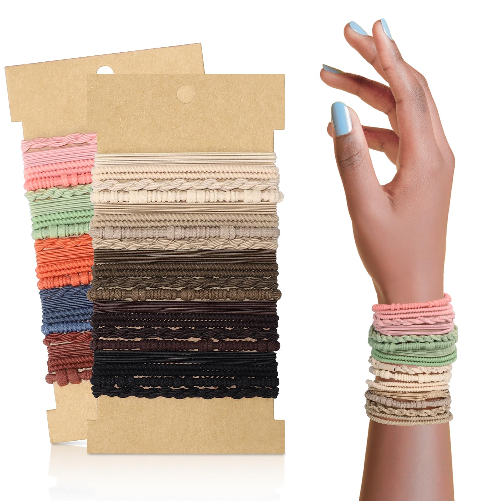 40 Pcs Boho Hair Ties, Hair Ties Bracelets for Women Elastic Hair Ties Boho Hair Accessories Ponytail Holders for Girls
