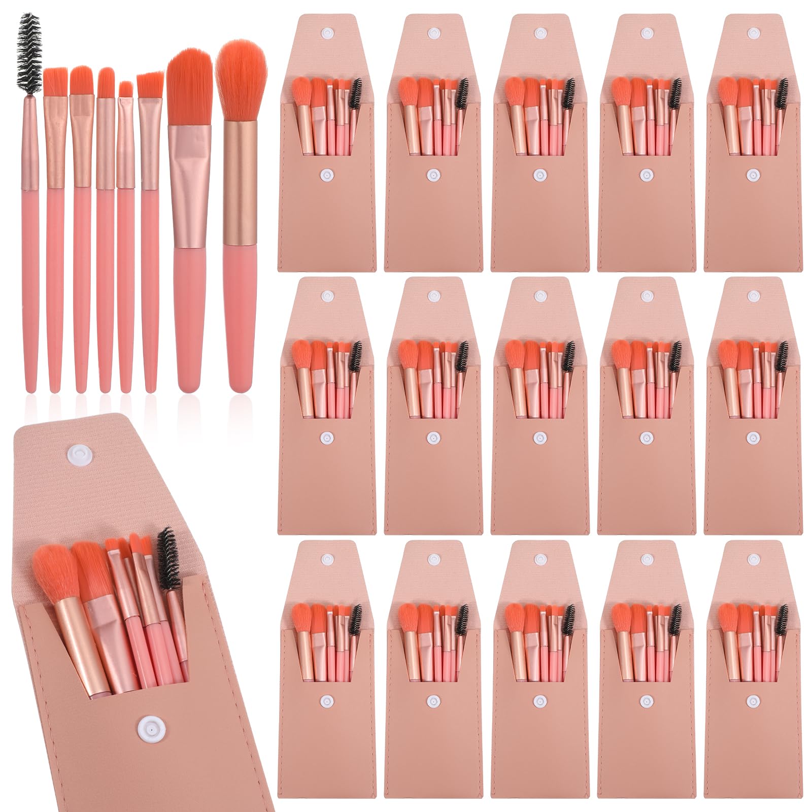16 Sets Travel Makeup Brush Set, Mini Make Up Brushes Set Bulk with Cosmetic Bag, Portable Mini Face Makeup Brushes for Wedding 
