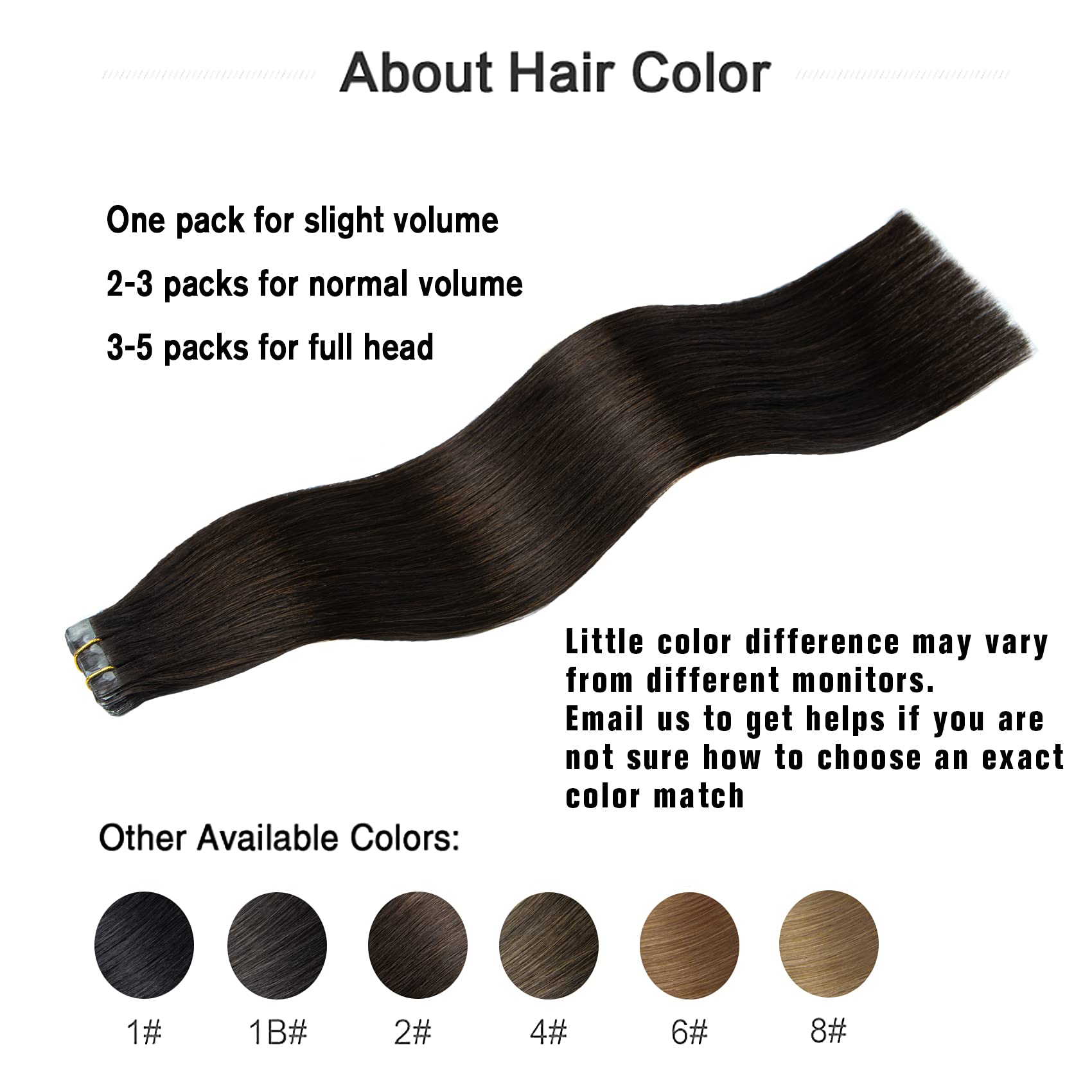 Aison Dark Brown Tape In Hair Extensions Human Hair 100% Remy Human Hair Extensions Silky Straight For Fashion Women 20 Pcs/Pack