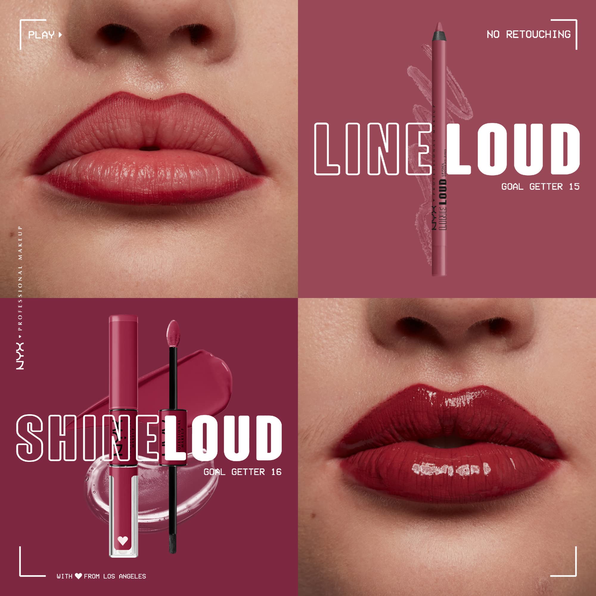 NYX PROFESSIONAL MAKEUP Line Loud Lip Liner, Longwear and Pigmented Lip Pencil with Jojoba Oil  Vitamin E - goal getter (Deep Ra