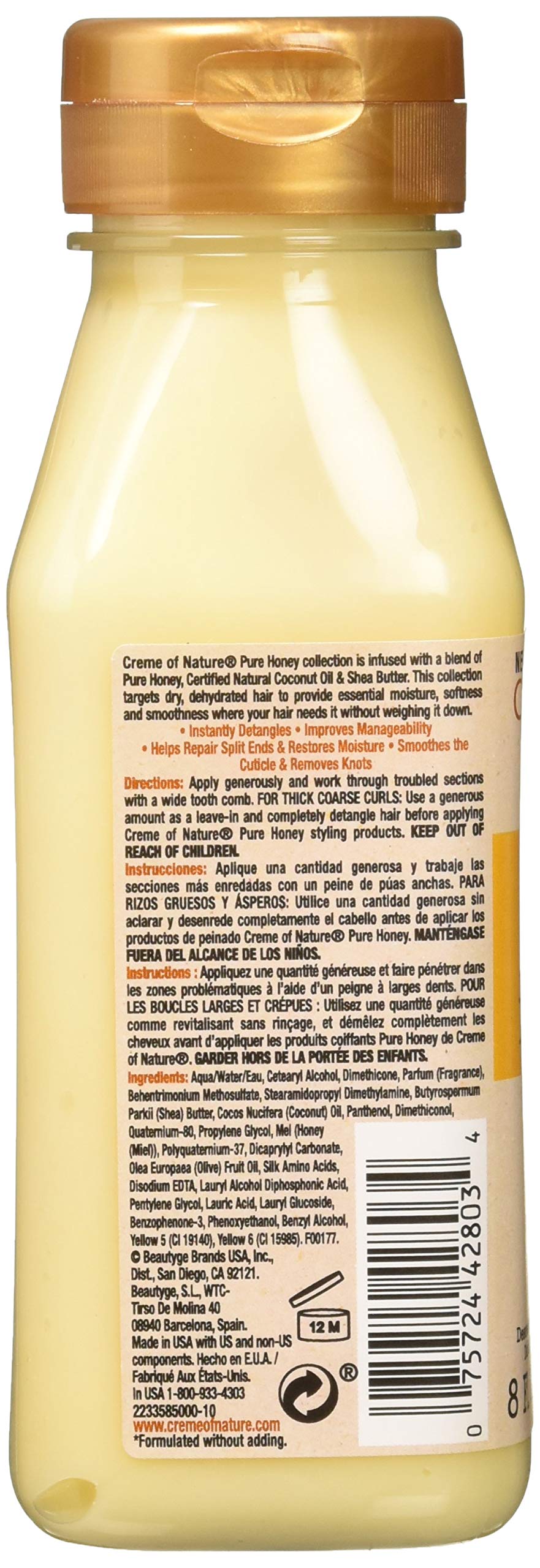 Creme Of Nature Pure Honey Detangler 8 Ounce Leave-In (236Ml) (3 Pack)