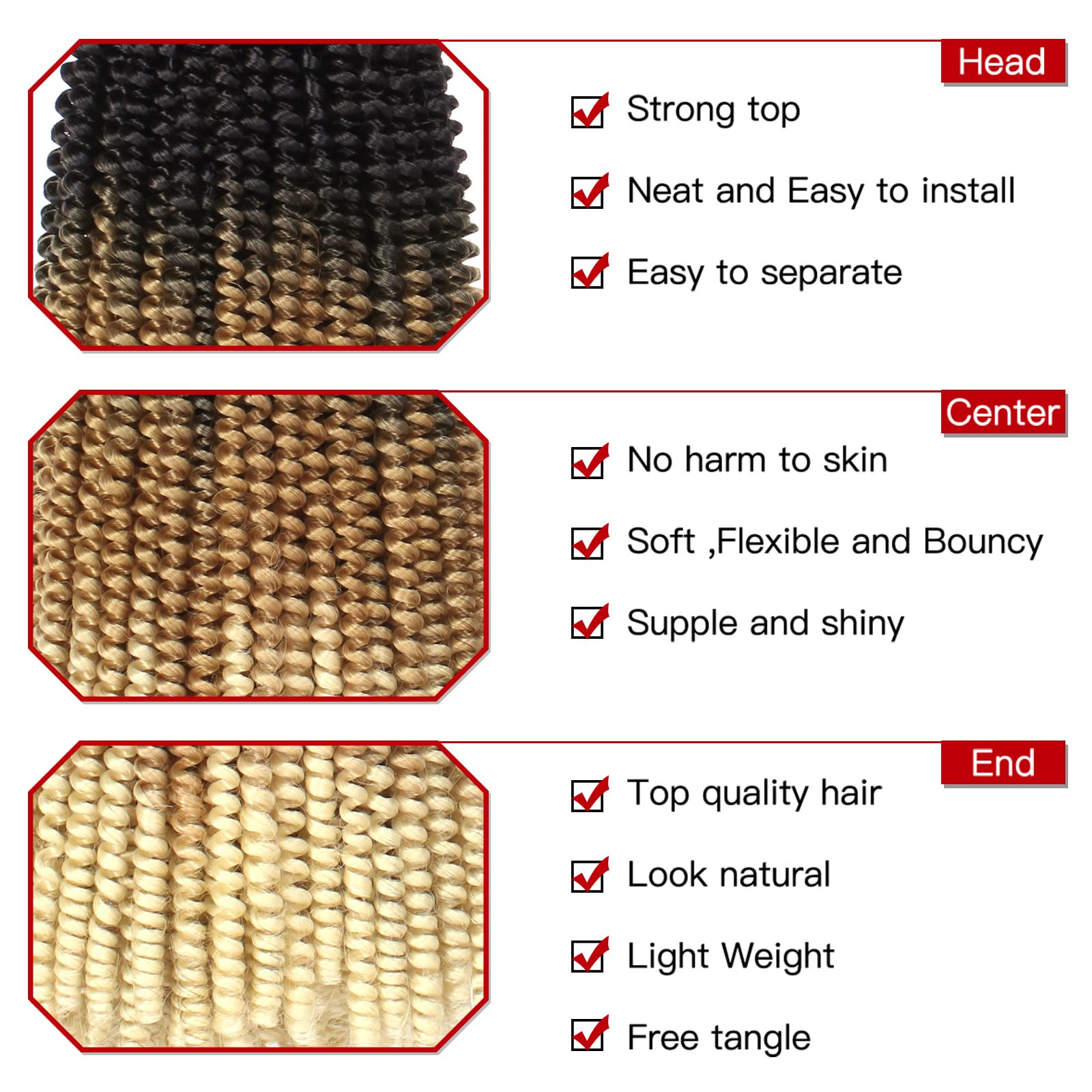 Xtrend 12 Inch 7 Packs Spring Twist Hair For Butterfly Faux Locks Crochet Braiding Hair Synthetic Fluffy Hair Extension For Wome