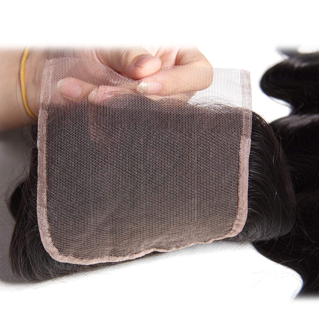UNice Hair Body Wave 4x4 lace Closure Free Part, Unprocessed Brazilian Human Virgin Hair Swiss Lace Closure Natural Black Color