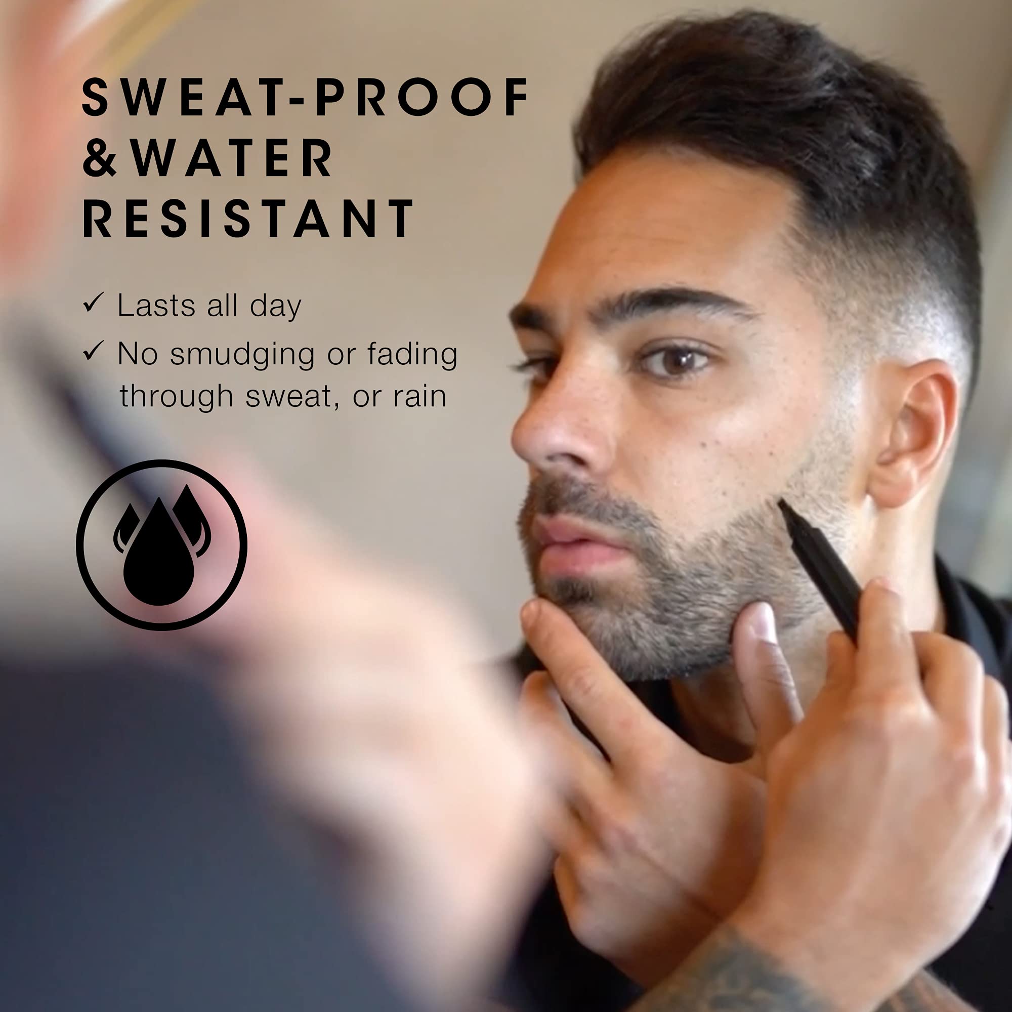 Pacinos Beard Pencil Filler - Water Proof, Long Lasting Coverage & Natural Finish - Beard, Moustache & Eyebrows - Micro-Fork Tip