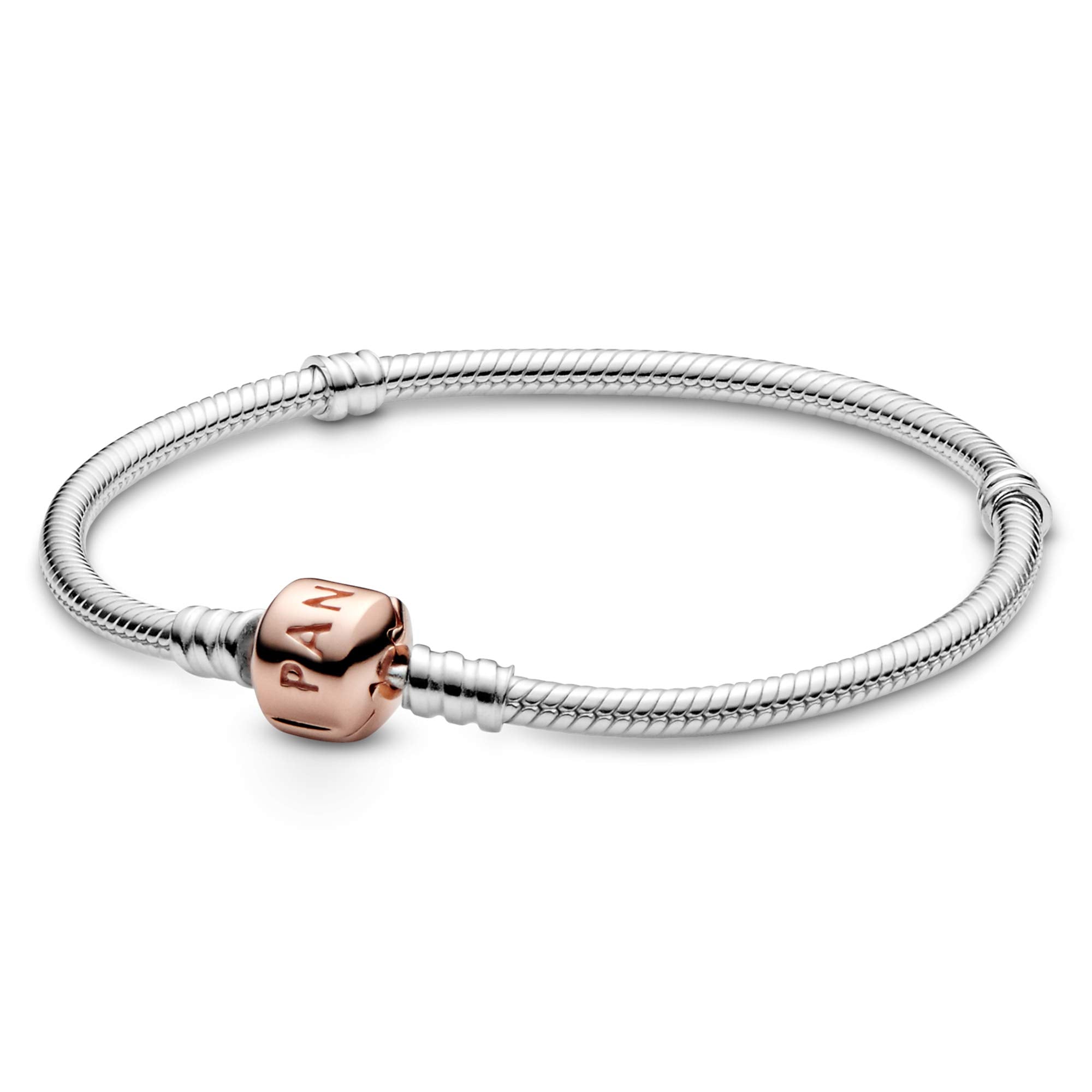PANDORA Jewelry Moments Snake Chain Charm Rose Bracelet, 7.9