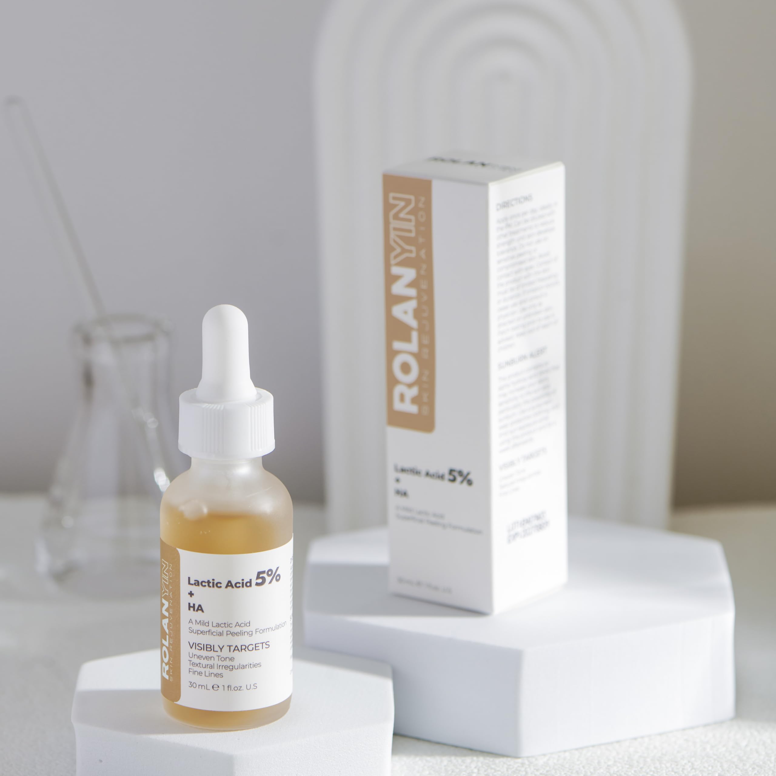 Rolanyin Lactic Acid 5% + Ha Facial Serum For Exfoliating Deep Hydration And Smoothing Skin Texture Nourishing Anti Aging Pore M