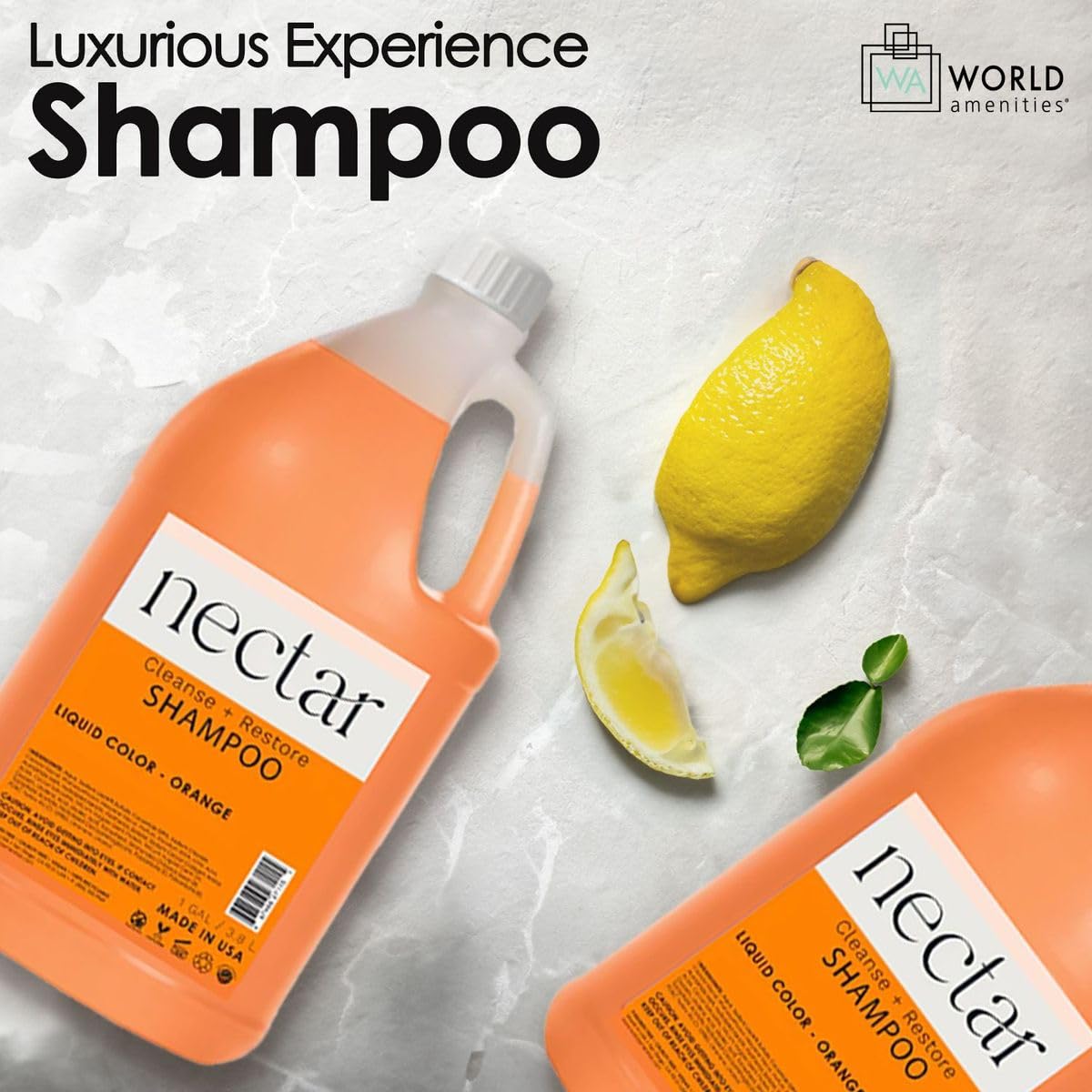 World Amenities - Nectar Shampoo | 1 Gallon, 3.8L | Sweet Orange Blossom Scent Refill Bottle With Pump, Hotel Amenities, Airbnb