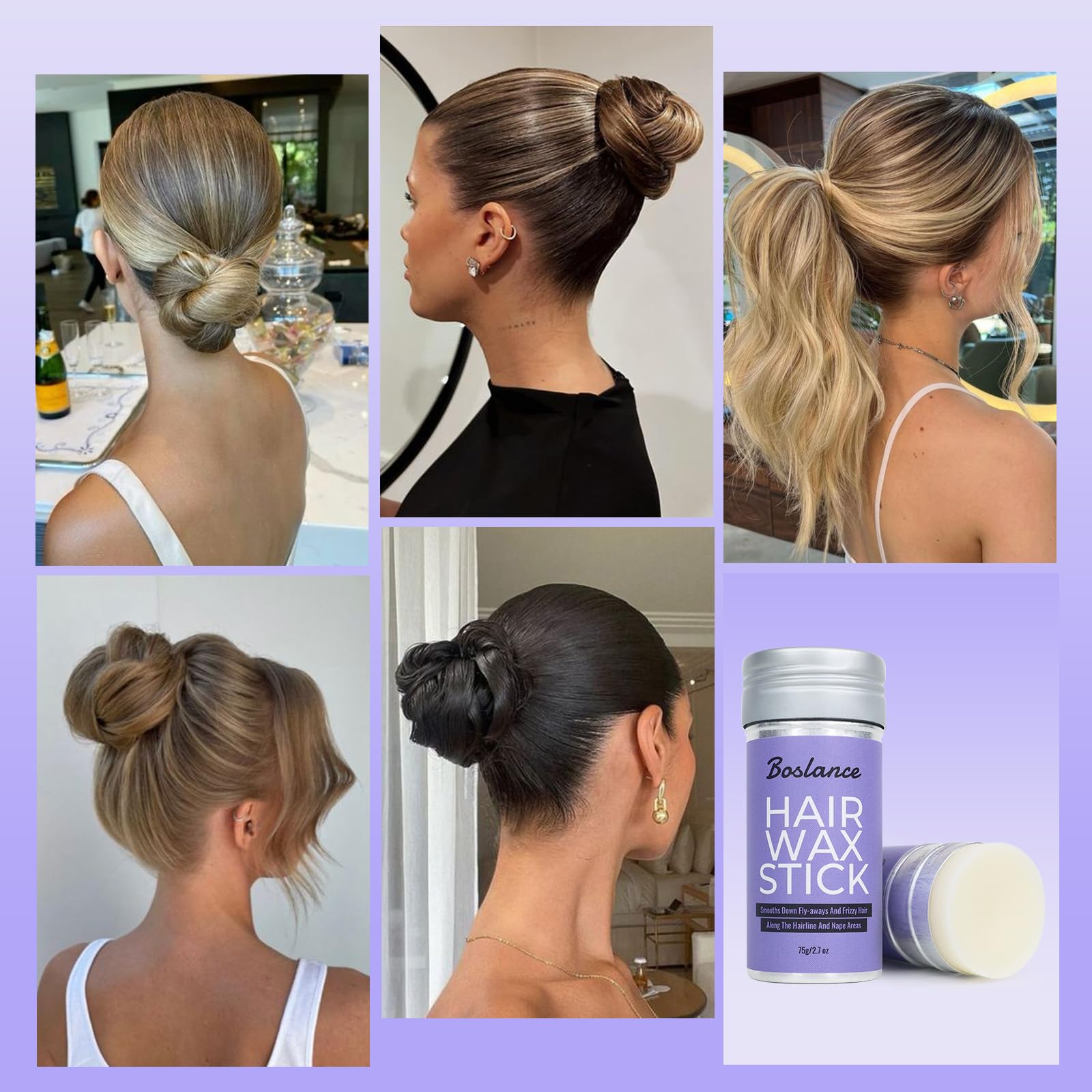 Boslance Hair Wax Stick - Strong Hold, Matte Finish, 2.7 oz, All Hair Types, Travel-Friendly, Natural Ingredients