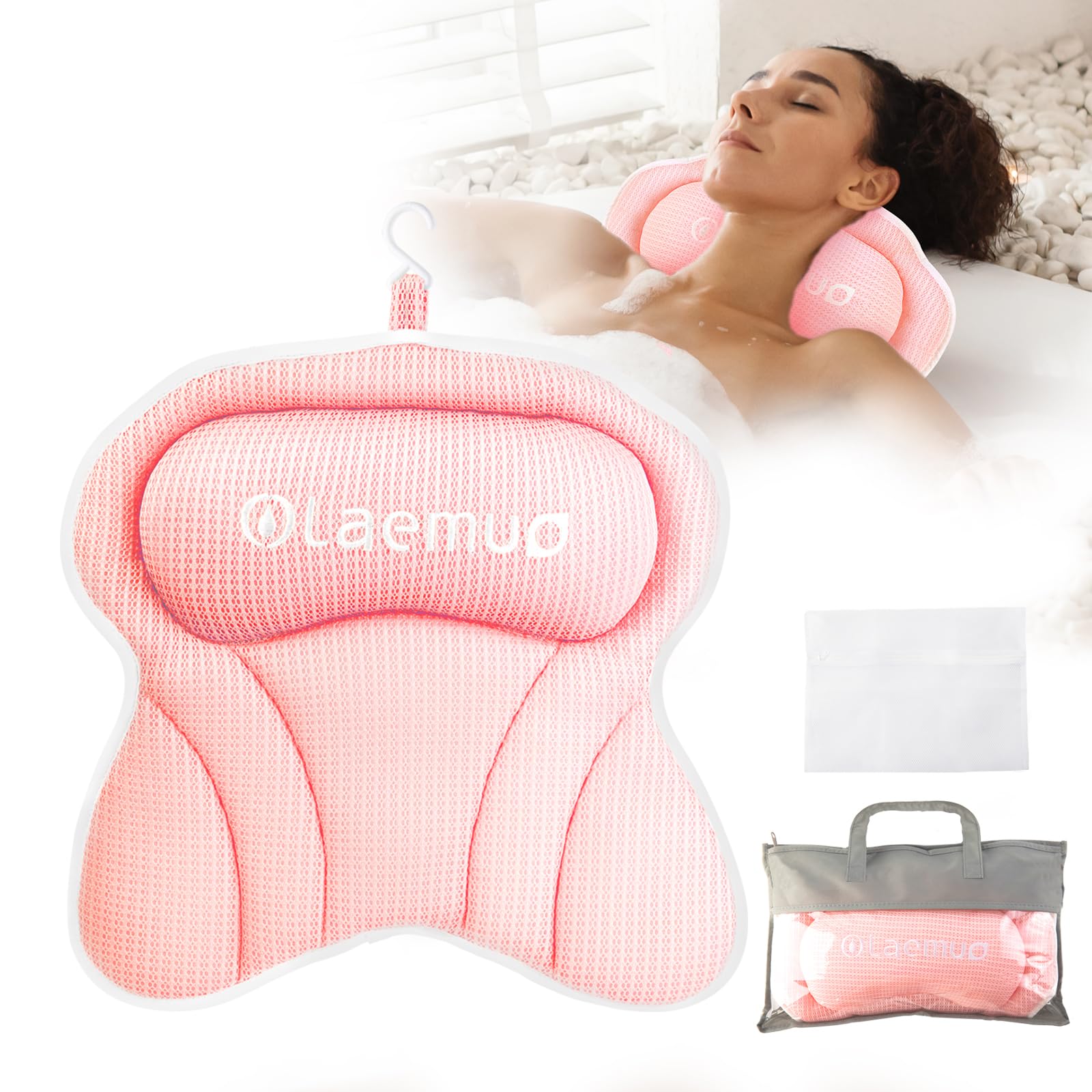 Olaemuo Bath Pillows For Tub, Bath Pillow Luxury Bathtub Pillow, Comfy Bath Tub Pillow For Bathtub For Head And Neck, Bathtub Ne