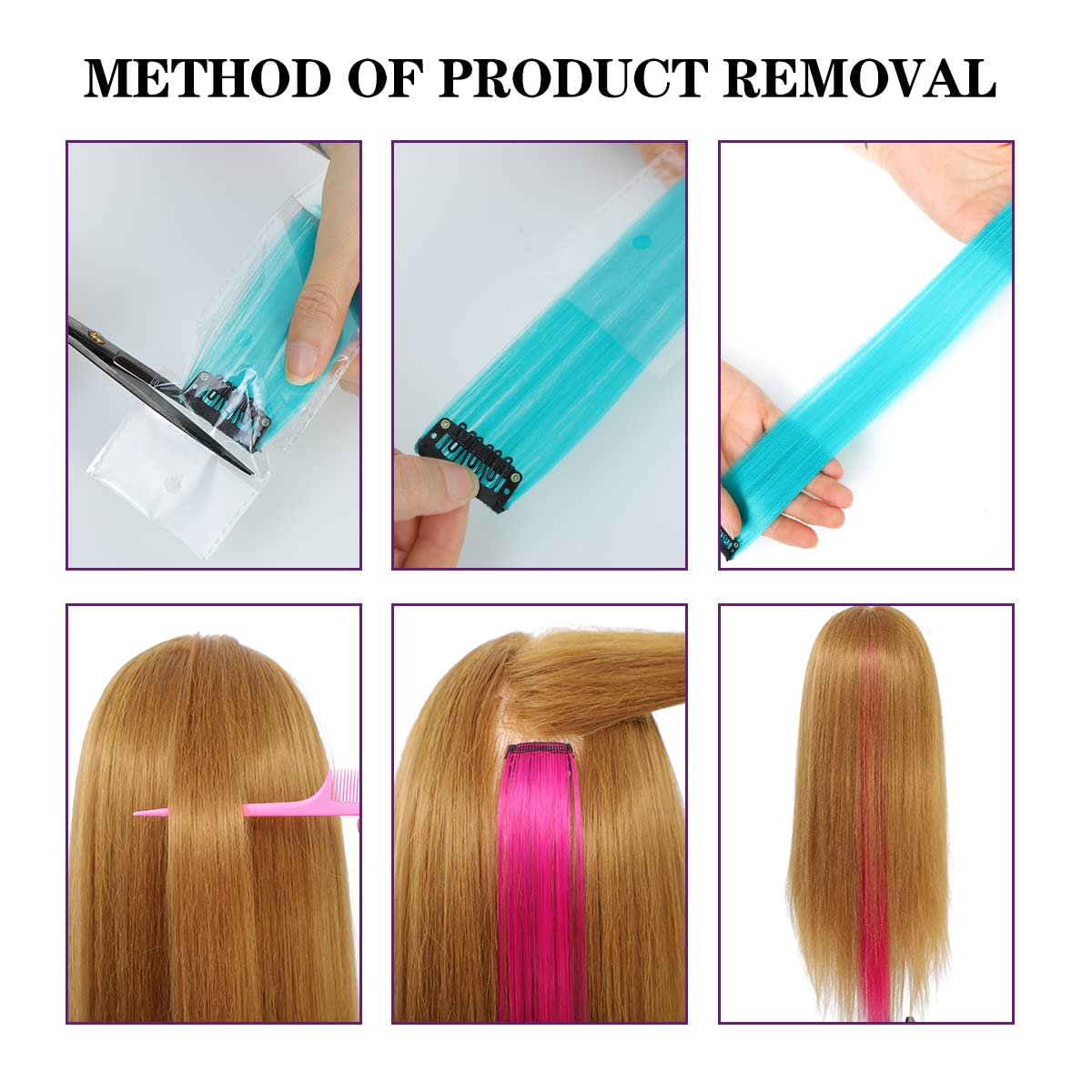 12Pcs Colored Pumpkin Yellow Hair Extensions Party Highlights Colorful Clip In Hair Extensions 22 Inch Straight Synthetic Hairpi