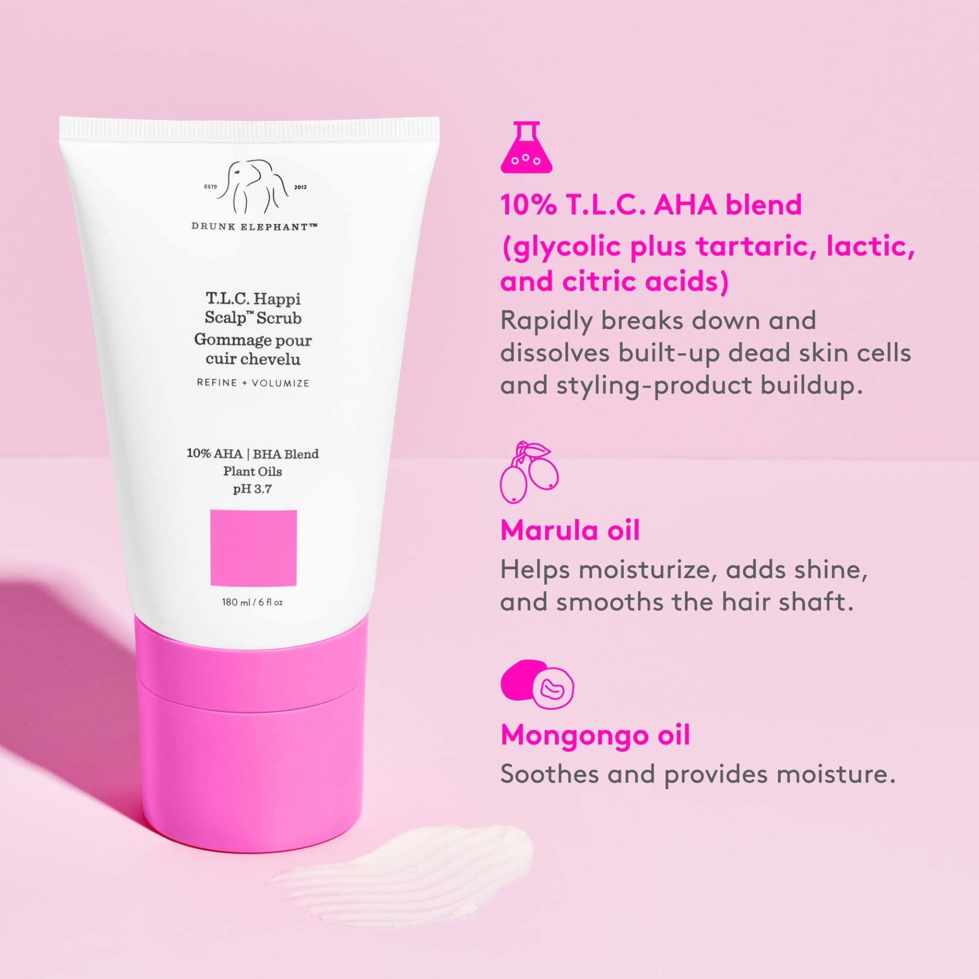 Drunk Elephant T.L.C. Happi Scalp Scrub - 180 ml/6 fl oz - Clean Clinical - Sulfate-Free - Cruelty-Free - Dermatologist-Tested -
