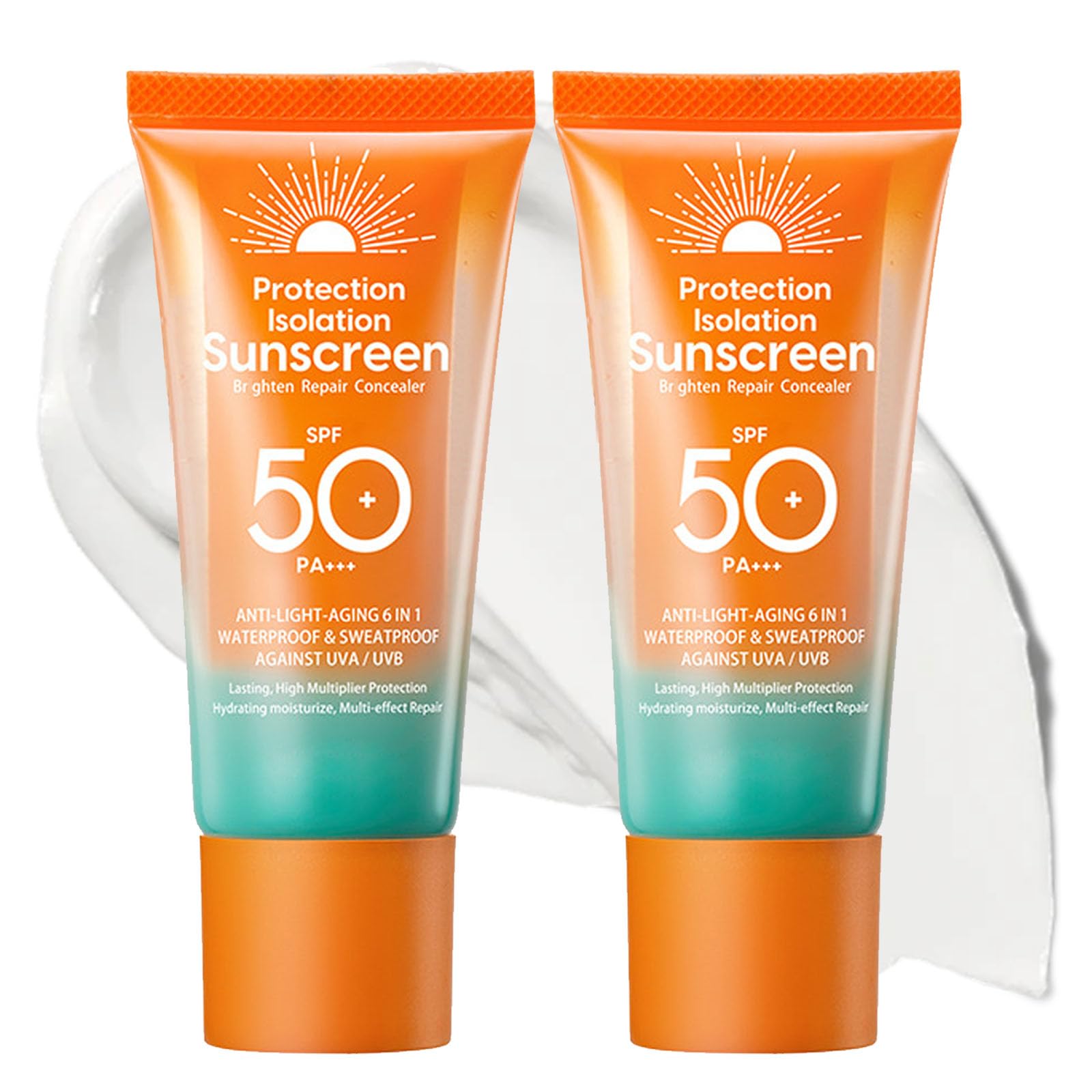 INSEEK 2 Pack Sunscreen SPF 50 for Face and Body, Broad Spectrum UVA/UVB Protection, WaterResistant Lightweight Non Greasy Dail