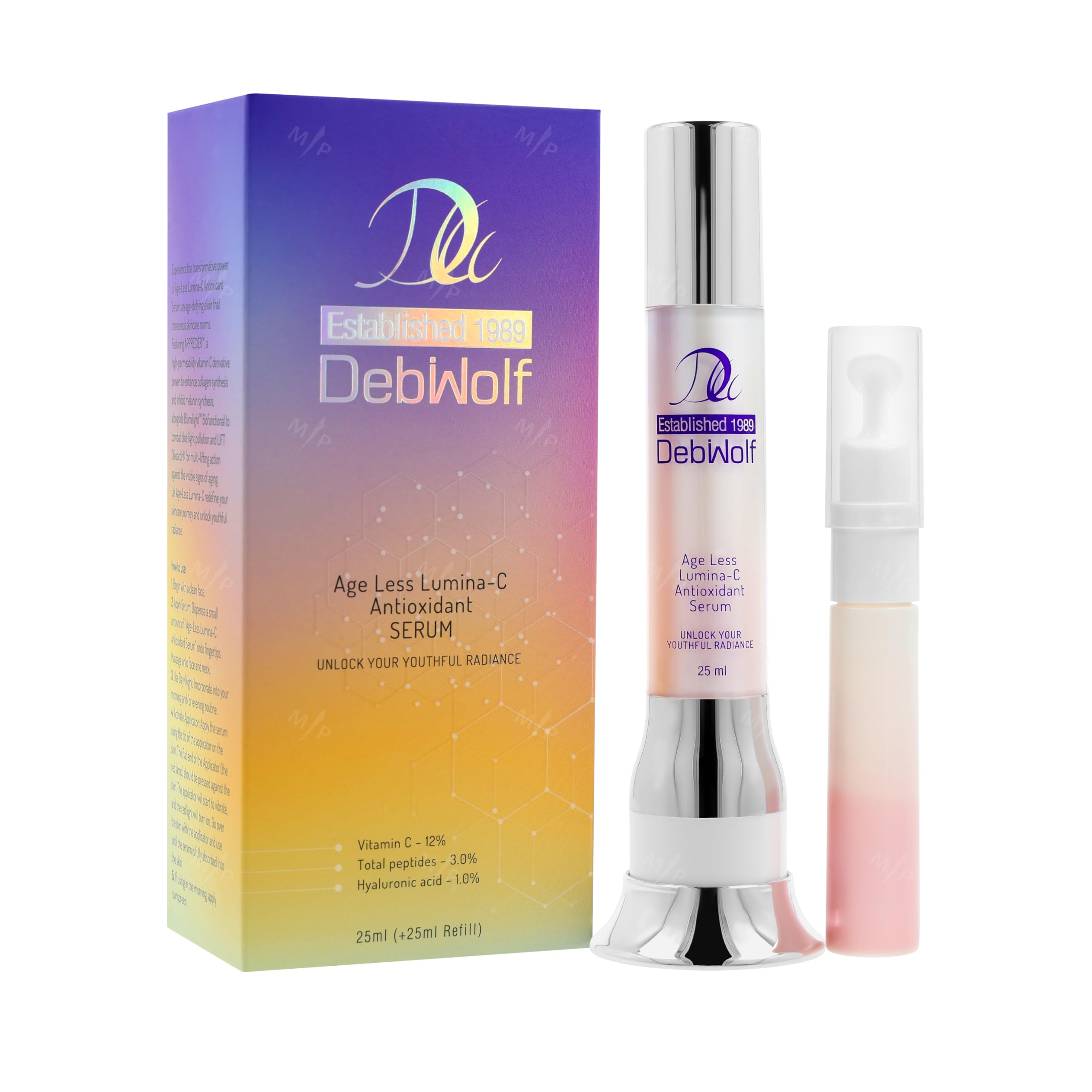 DebiWolf Hyaluronic Acid Vitamin C Serum  AntiAging, Hydrating & Firming, Blue Light Defense, Reduces Wrinkles & Dark Spots, P