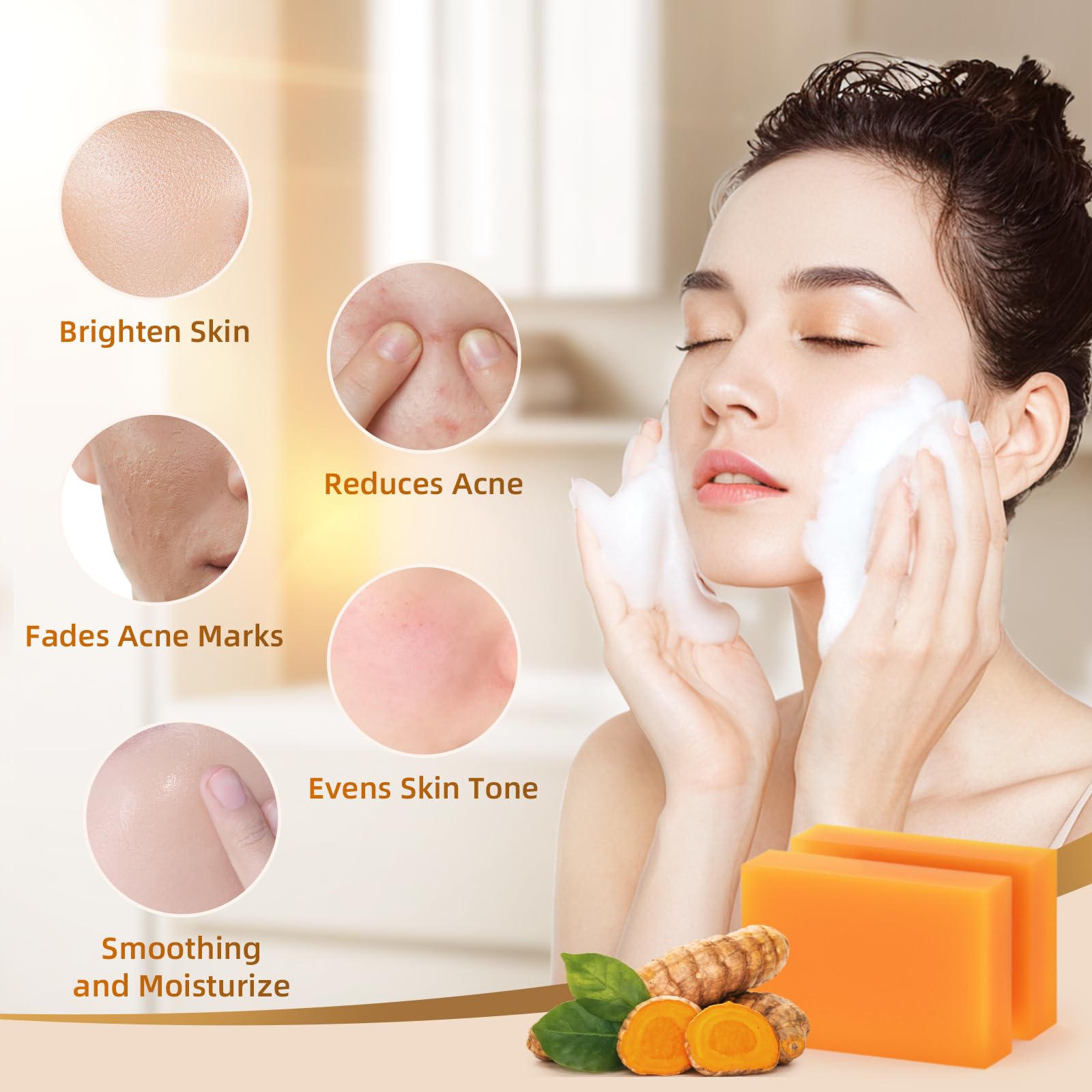 Hoyehola Kojic Acid Turmeric Soap Bar - Dark Spot Remover For Face Even Skin Tone, Moisturizing & Nourishing Natural Ingredients