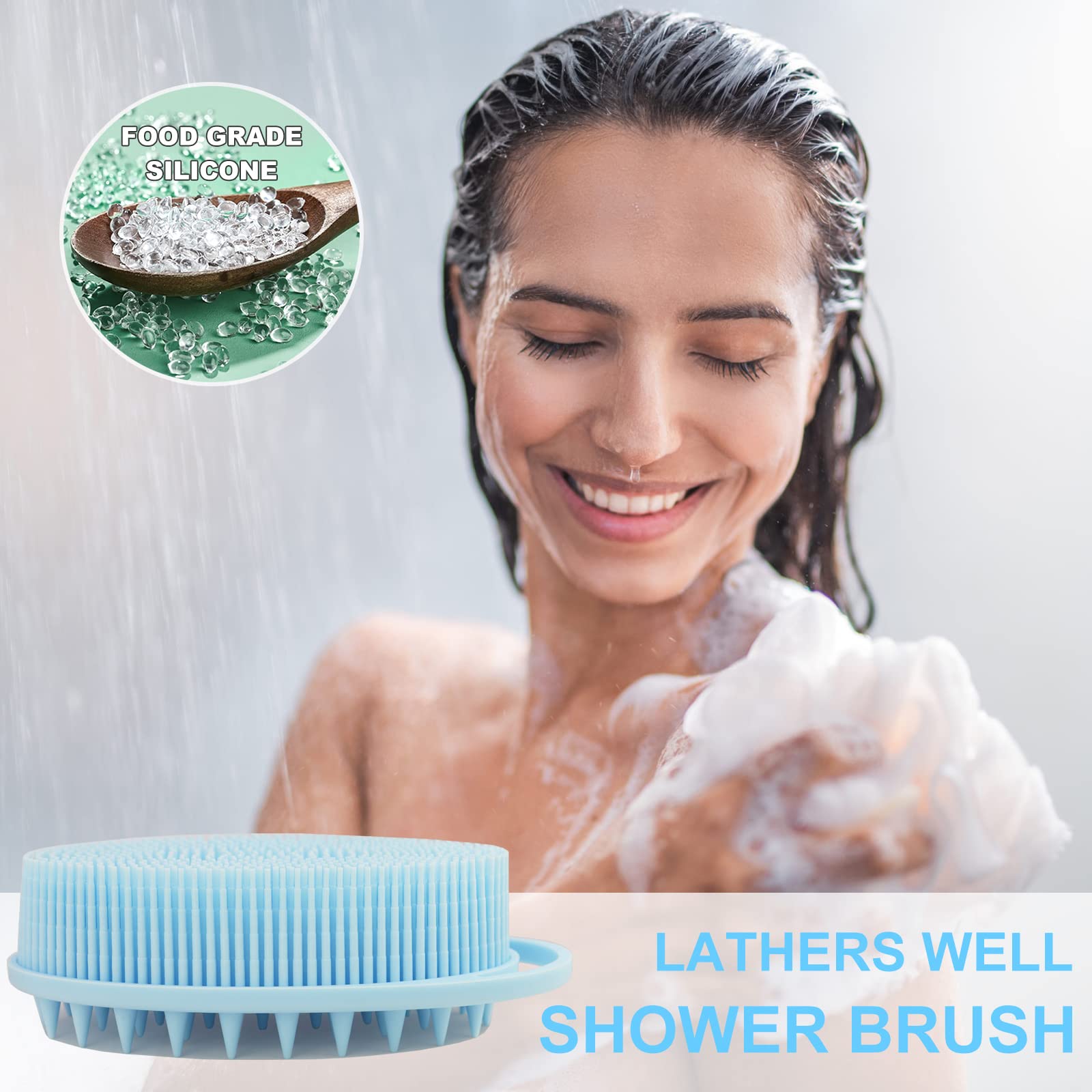 Upgrade 2 In 1 Bath And Shampoo Brush, Silicone Body Scrubber For Use In Shower, Exfoliating Body Brush, Premium Silicone Loofah
