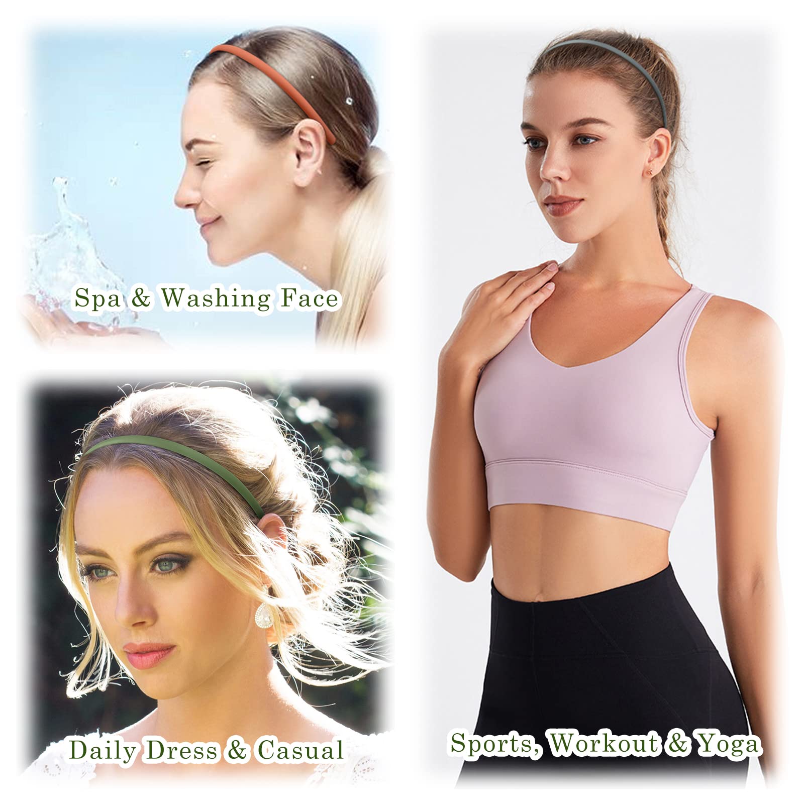WOVOWOVO 8mm Thin Headbands For Women, 12 Pcs Plastic Headband with Teeth Simple Head Bands Combing Hairbands Hair Accessories f