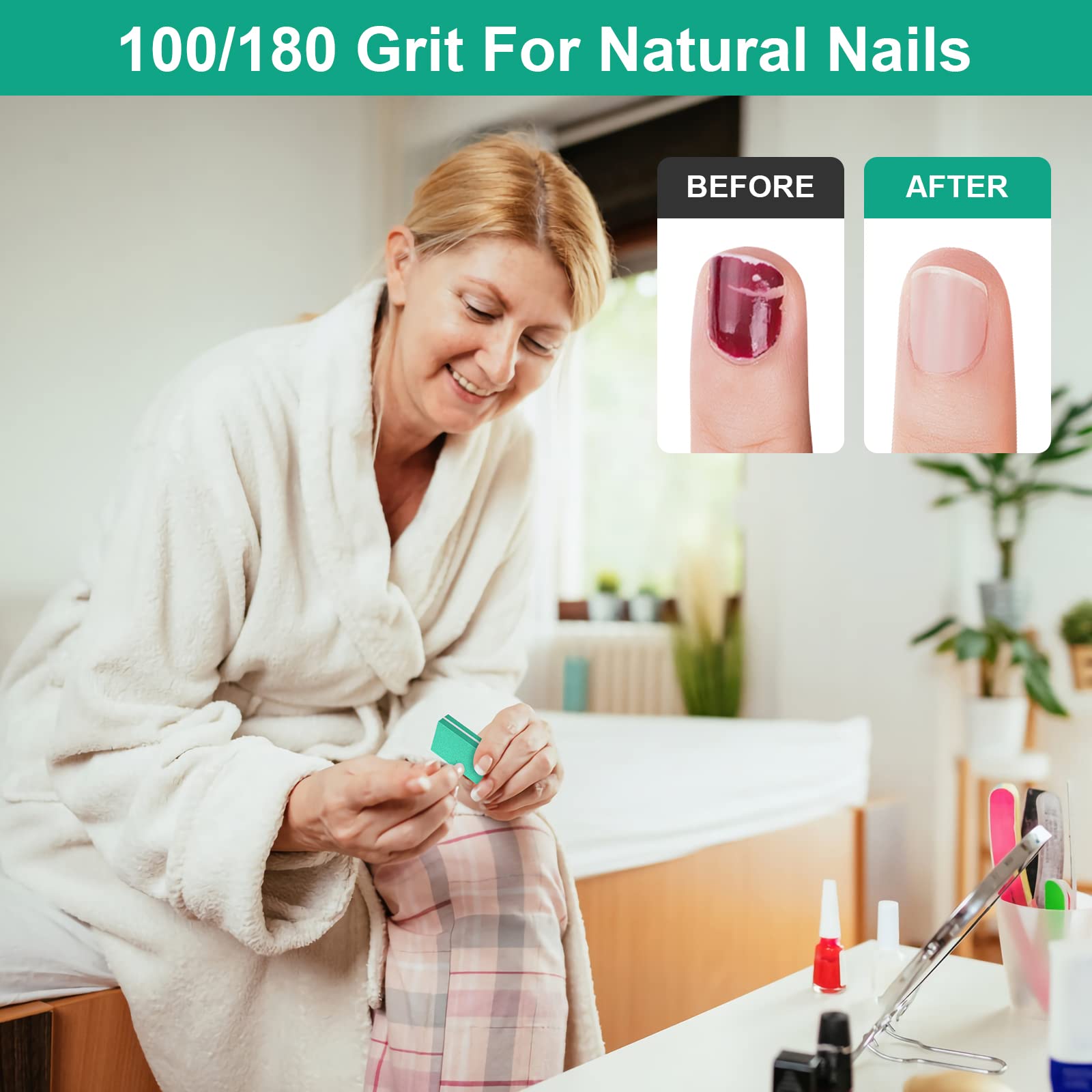Diesisa Buffer Block Nail File, 100/180 Grit Sponge Nail Buffers For Acrylic Nails, Mini Buffing Block Double Sided For Manicure