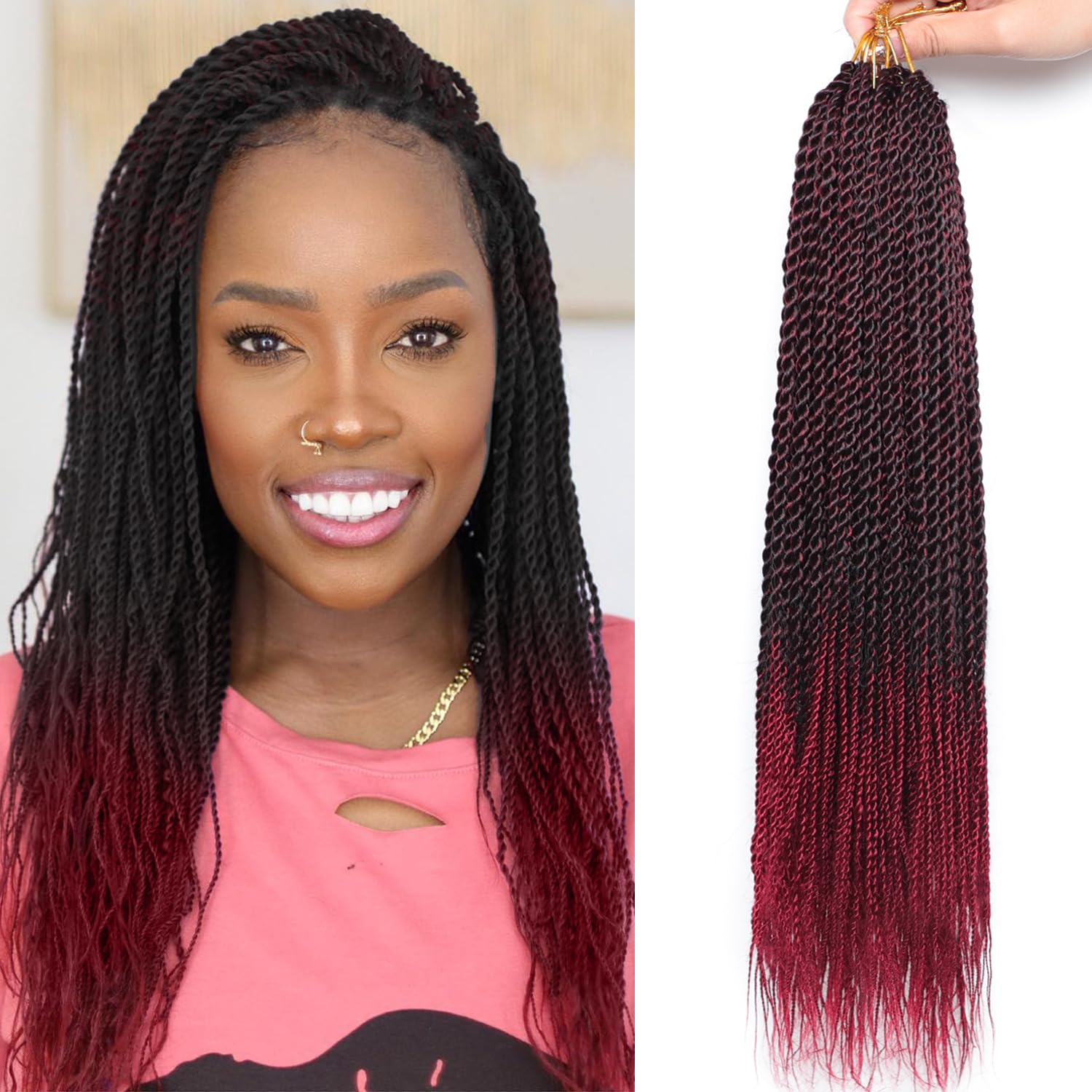 Red Crochet Hair For Black Women 14 Inch Senegalese Twist Crochet Hair 8 Packs Short Crochet Hair Small Twist Crochet Hair Pretw