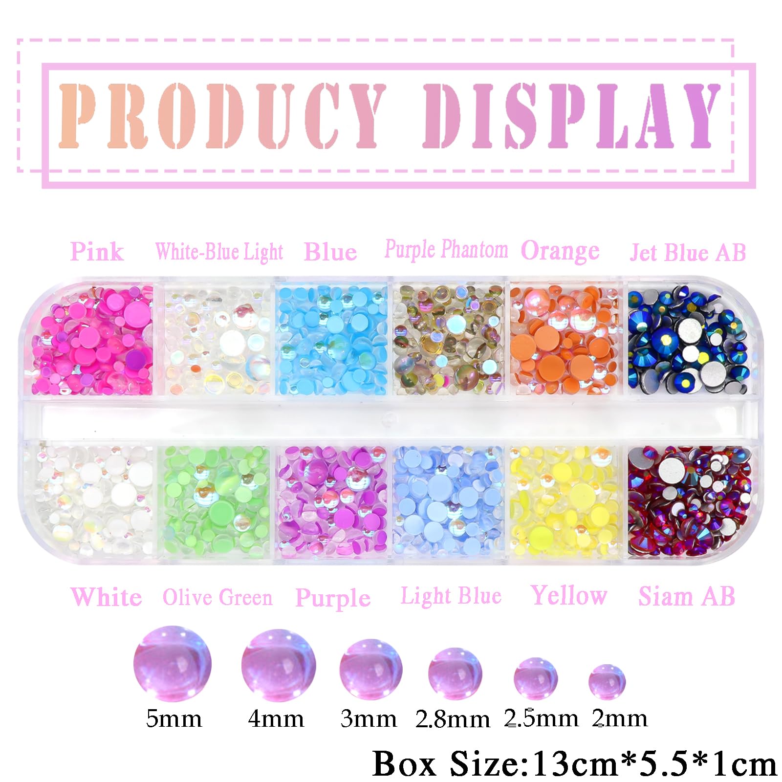 Naiska 800Pcs Nail Art Rhinestones Set Colorful Flatback Rhinestones Glass Diamantes Gems For Nails Design Sparkly Diamond Beads