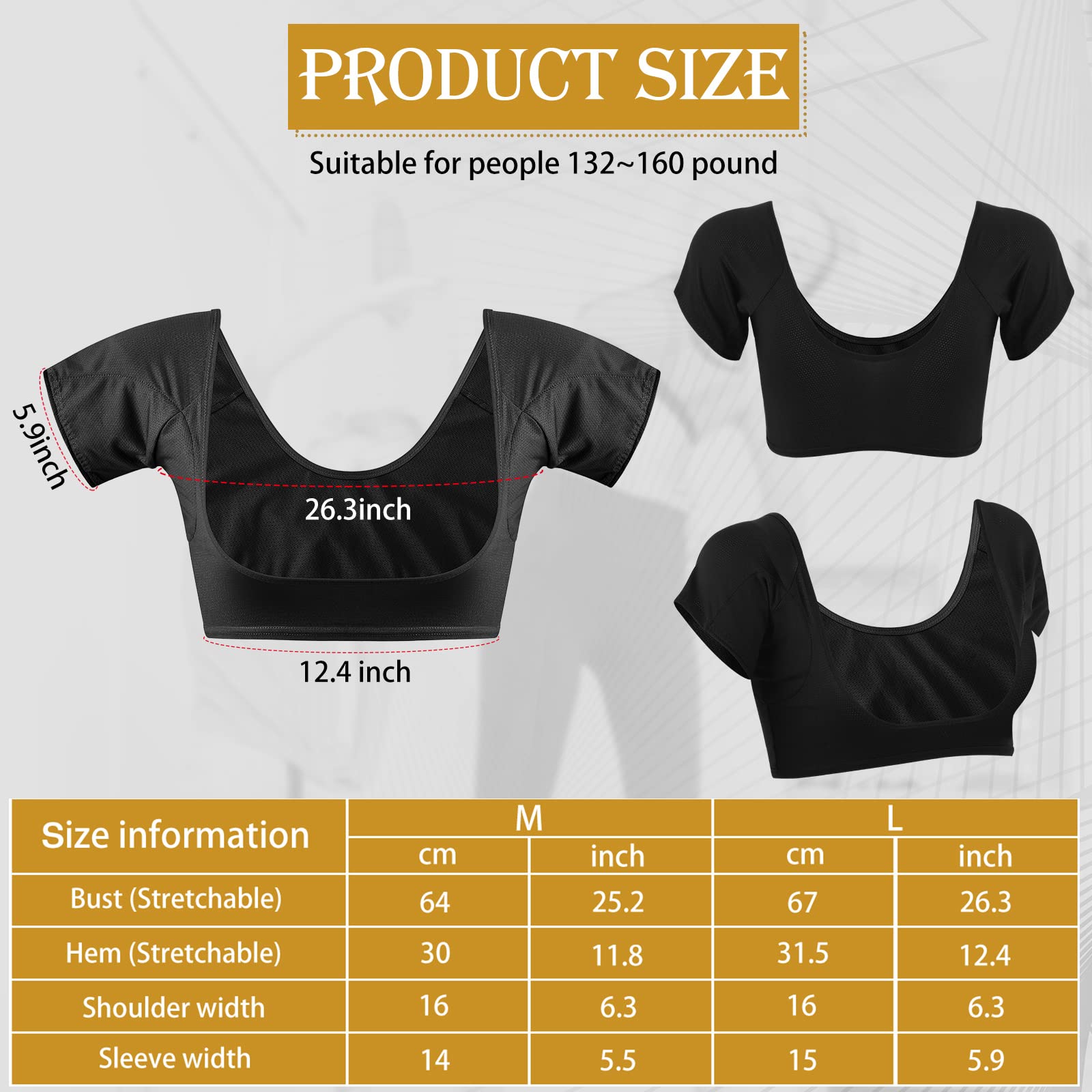 Zhanmai 3 Pcs Underarm Sweat Vest Breathable Underarm Sweat Proof Pads For Under Armpits Sweat For Women Girls Ladies(White, Bla