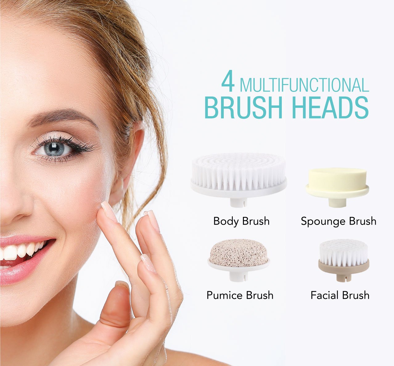Pursonic Pursonic Advanced Facial and Body Cleansing Brush for Removing Makeup & Exfoliating Dead Skin - Includes 4 Multifunctio