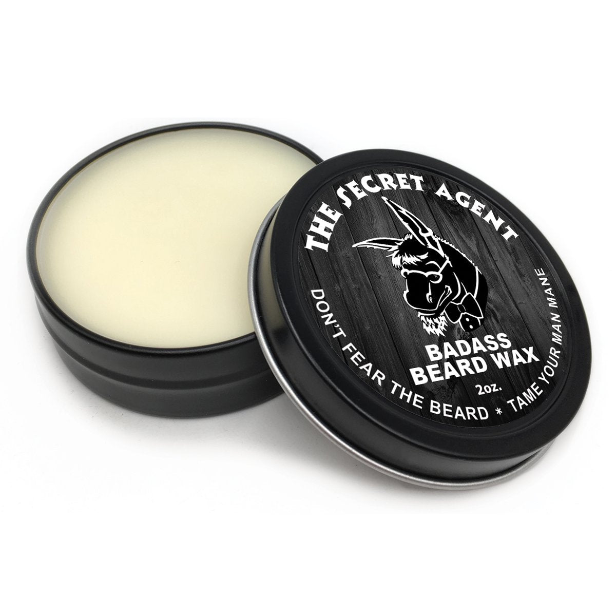 Badass Beard Care Beard Wax For Men - The Secret Agent Scent, 2 Oz - Softens Beard Hair, Leaves Your Beard Looking And Feeling M