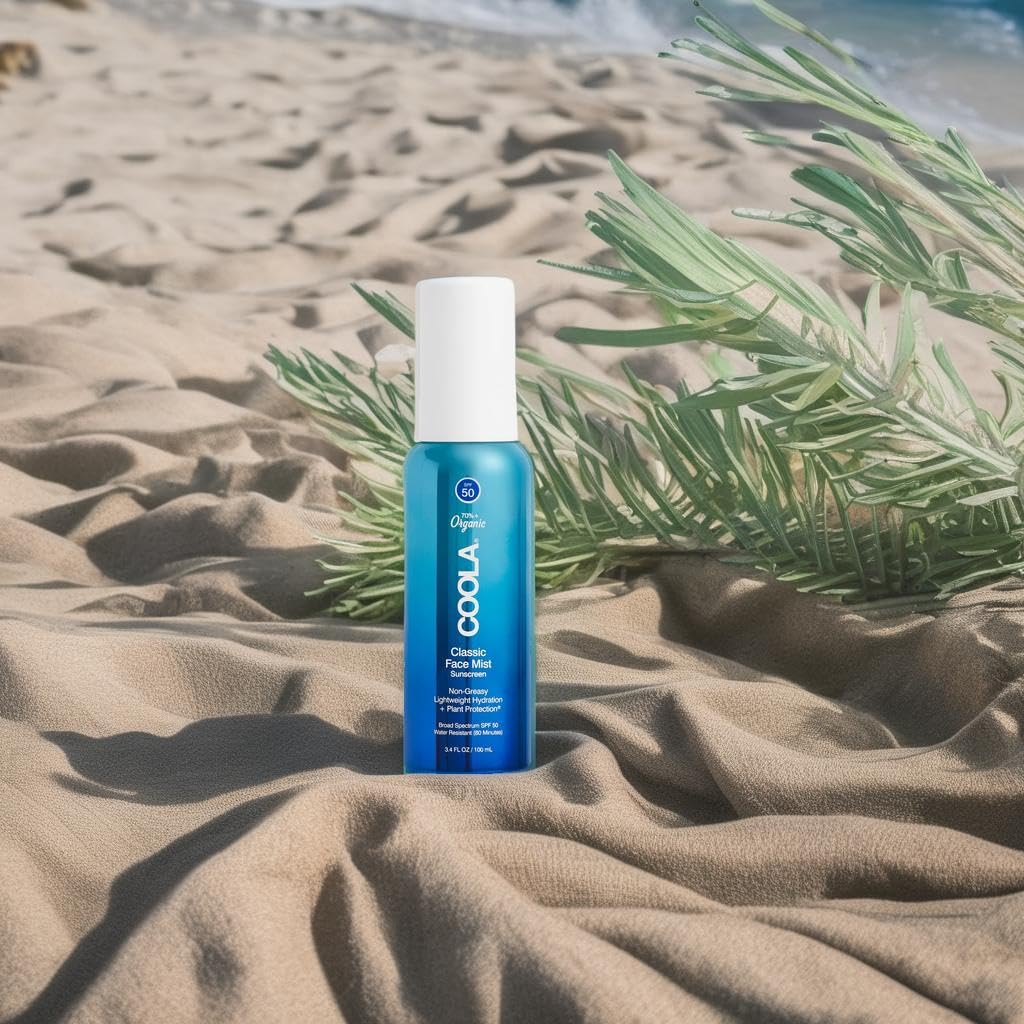 Coola Organic Sunscreen Spf 50 Sunblock Face Mist, Dermatologist Tested Skin Care For Daily Protection, Vegan And Gluten Free, N