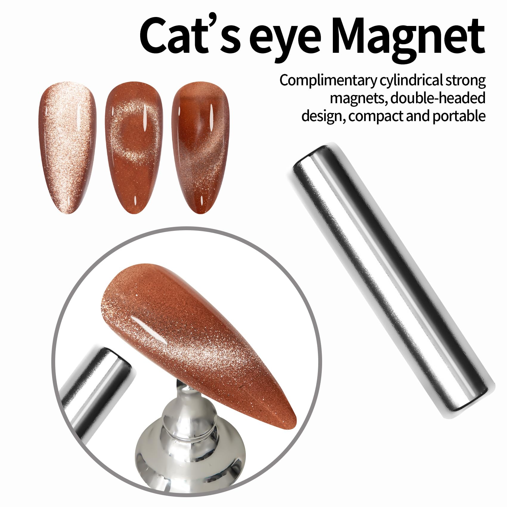 Maychao 15Ml Cat Eye Gel Nail Polish 1Pc Rose Gold Gel Polish With Magnet Soak Off Holographic Magnetic Nail Polish For Nail Art