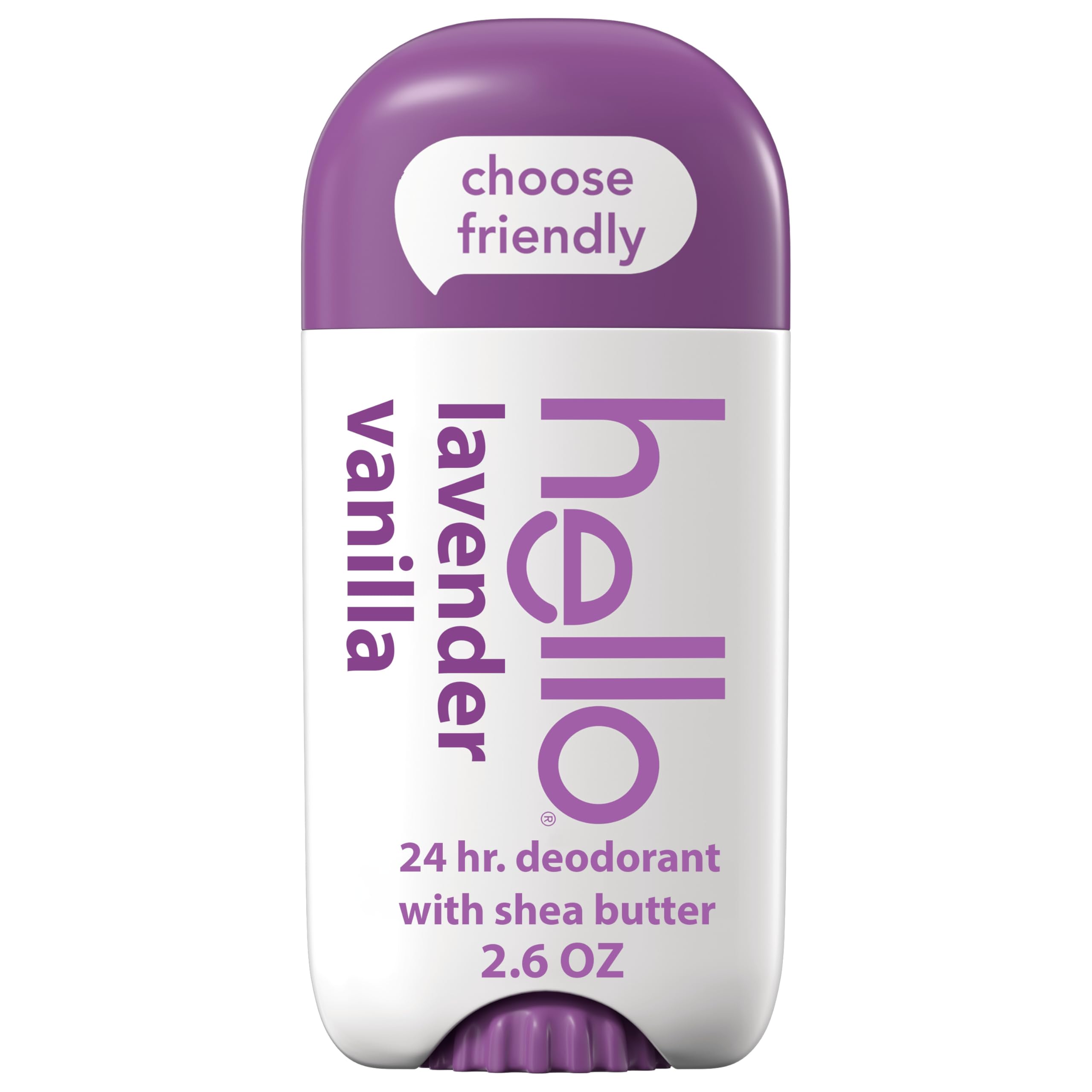 Hello Lavender Vanilla Vegan Deodorant, Aluminum Free Deodorant for Women and Men, 2.6 oz Stick