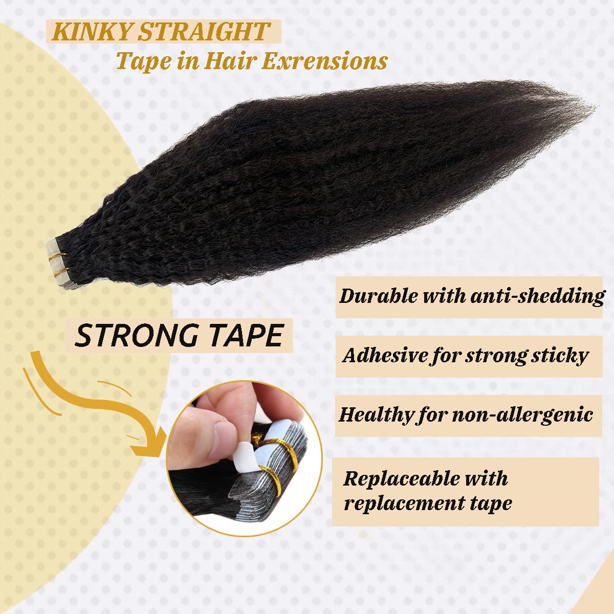 Tape In Kinky Straight Hair Extensions 100% Real Human Hair Skin Weft Kinky Straight Tape In 9A Brazilian Virgin Human Hair Exte