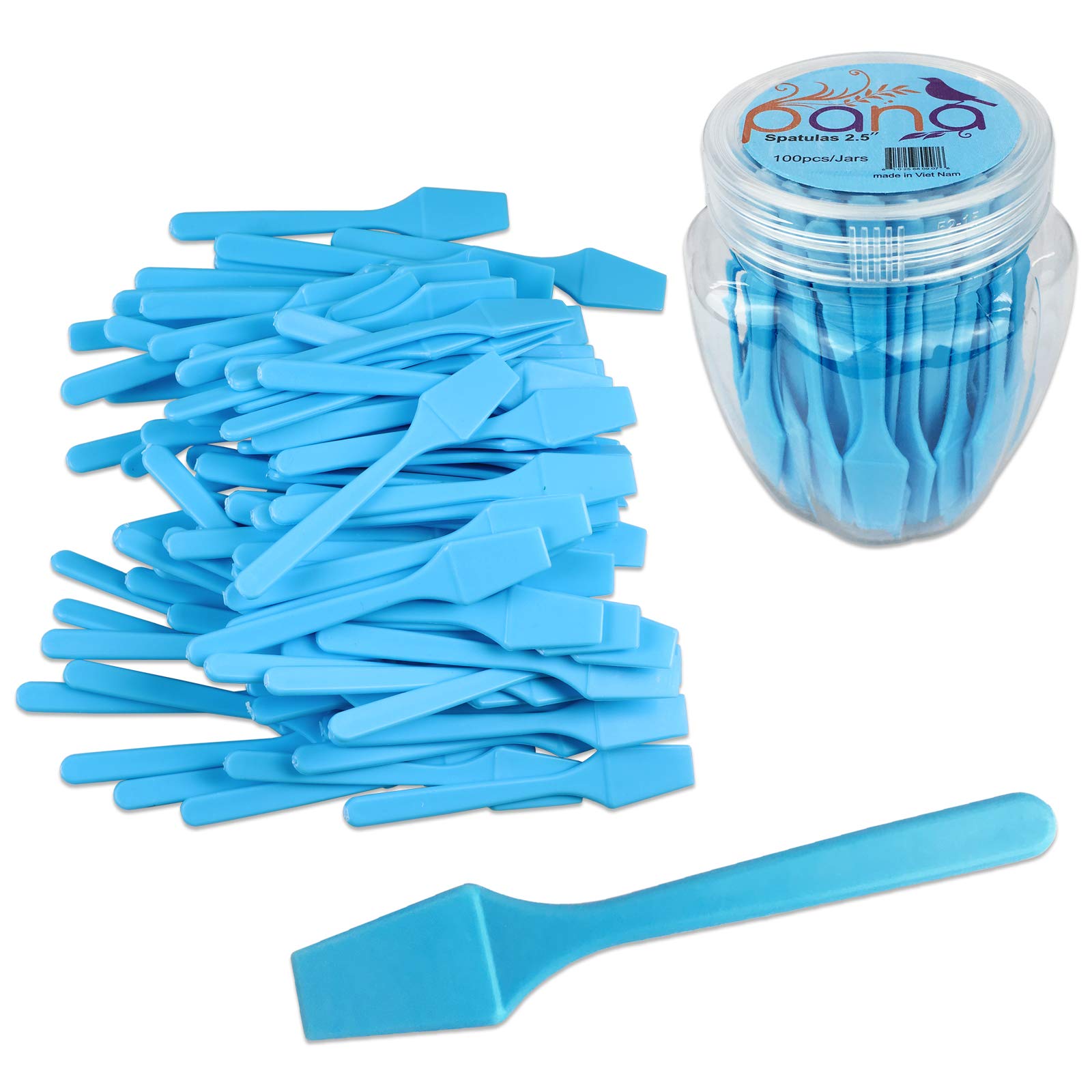 Pana Brand Cosmetic Make Up Disposable Plastic 2.5Inch Spatulas Skin Care Facial Cream Mask Spatula (100 Pieces In A Container)