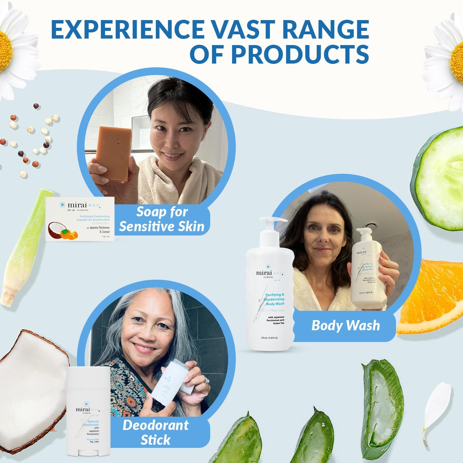 Mirai Clinical Persimmon Soap Bar For Body 100G - Helps Eliminate Nonenal - Japanese Natural Body Odor Soap For Men & Women