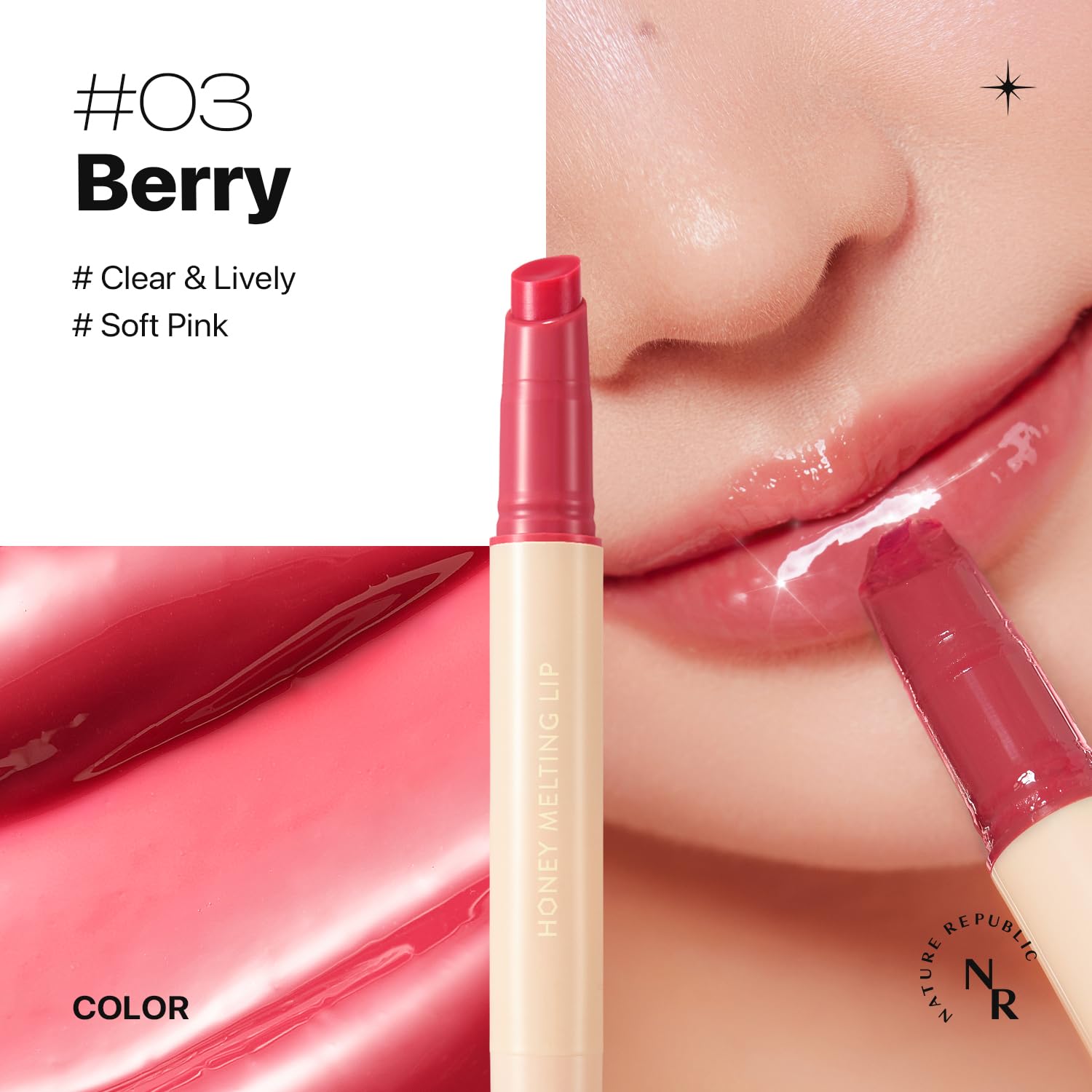 Nature Republic Honey Melting Lip (03 Berry) K-Beauty, Lip Plumper, Tint, Balm, Korean, Lip Gloss, Cute, Glow