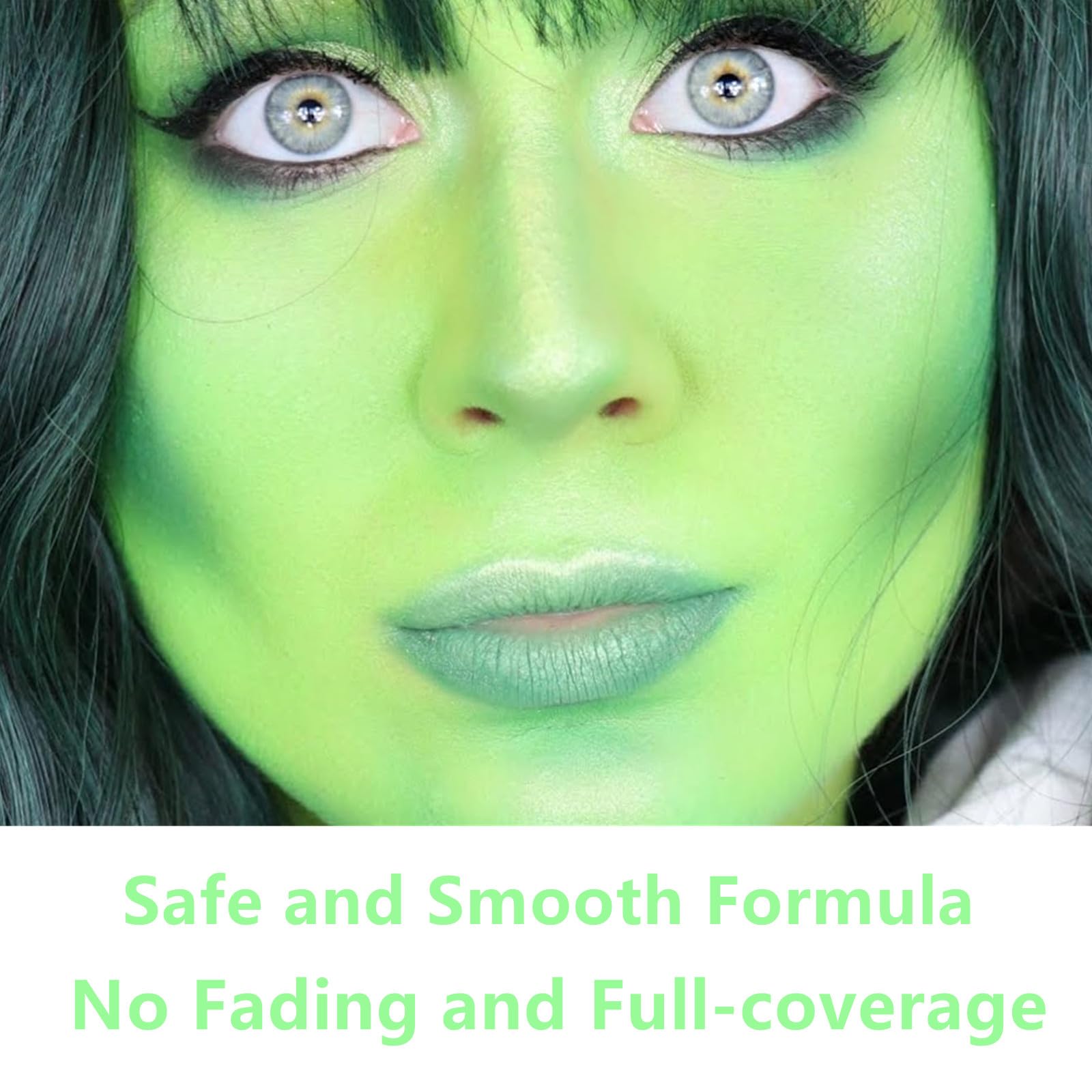 Go Ho Pastel Green Body Paint Washable(2.37 Oz,70 Ml),Water Based Cream Pastel Green Face Body Paint For Sfx Cosplay Costumes Fe
