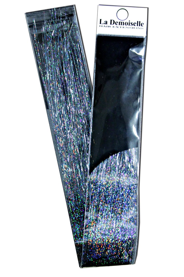 40 Sparkling Hair Tinsel 100 Strands (Stellar Midnight Black)