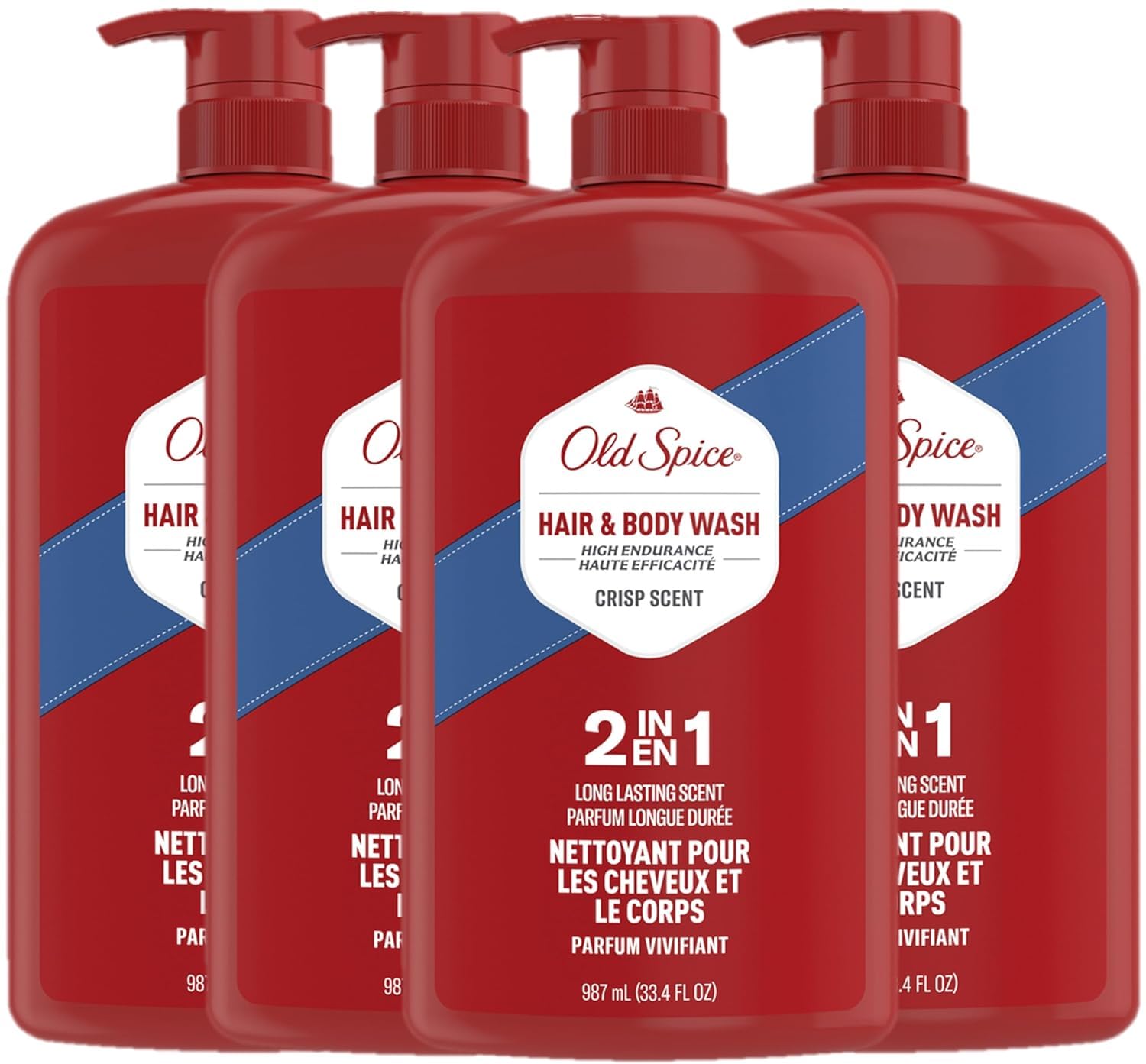 Old Spice Refreshing 2-in-1 Body & Face Wash for Men, High Endurance, 3X Defense, 24/7 Shower Fresh with Lasting Scent, Crisp Sc
