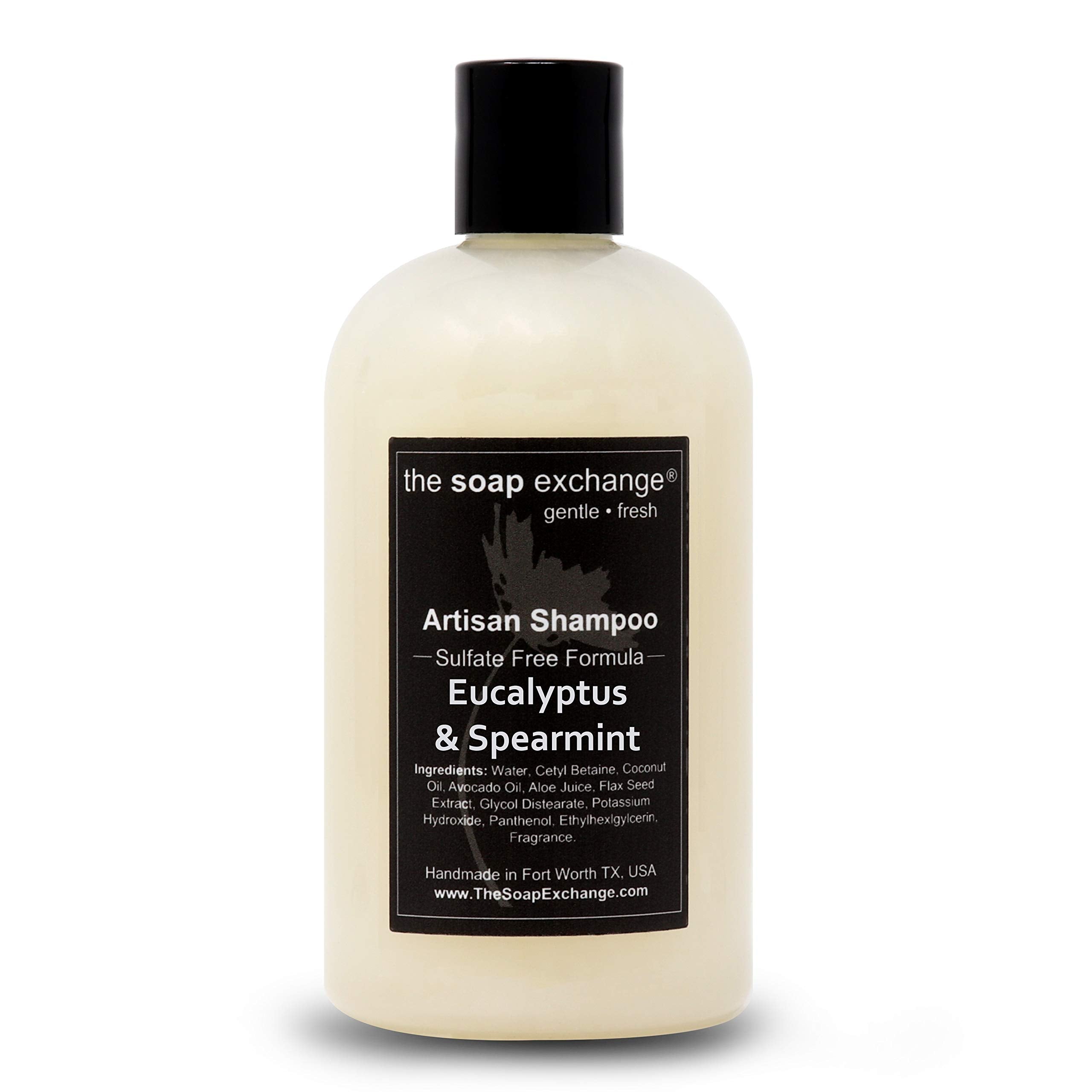 The Soap Exchange Hair Shampoo - Eucalyptus & Spearmint Scent - Hand Crafted 12 Fl Oz / 354 Ml Natural Artisan Hair Care, Gentle
