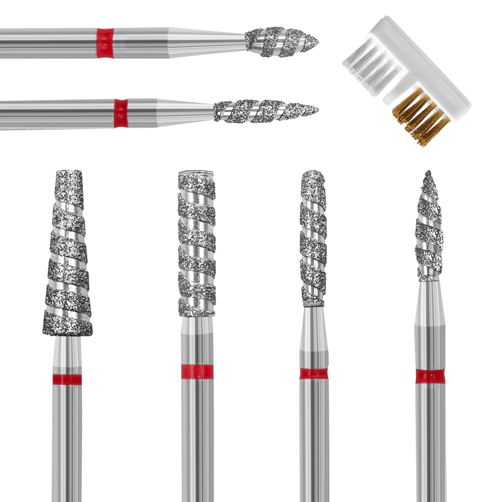 Diesisa 6 Pack Nail Drill Bits for Acrylic Nails, Diamond Carbide Nail Clipper Heads with Diamond Spiral Grooves, 3/32 Inch Cutt