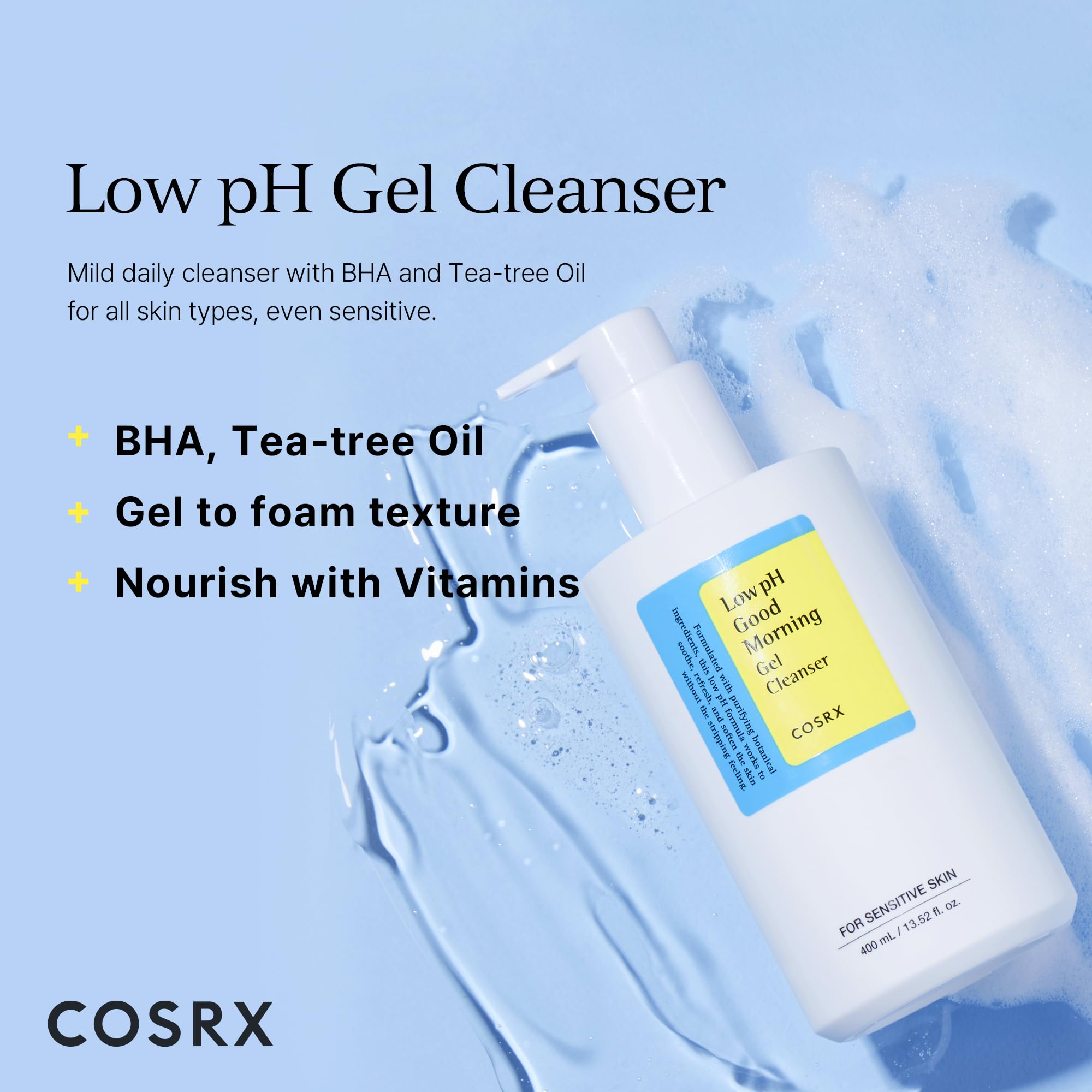 COSRX Low pH Good Morning Gel Cleanser (13.52fl.oz/400ml)