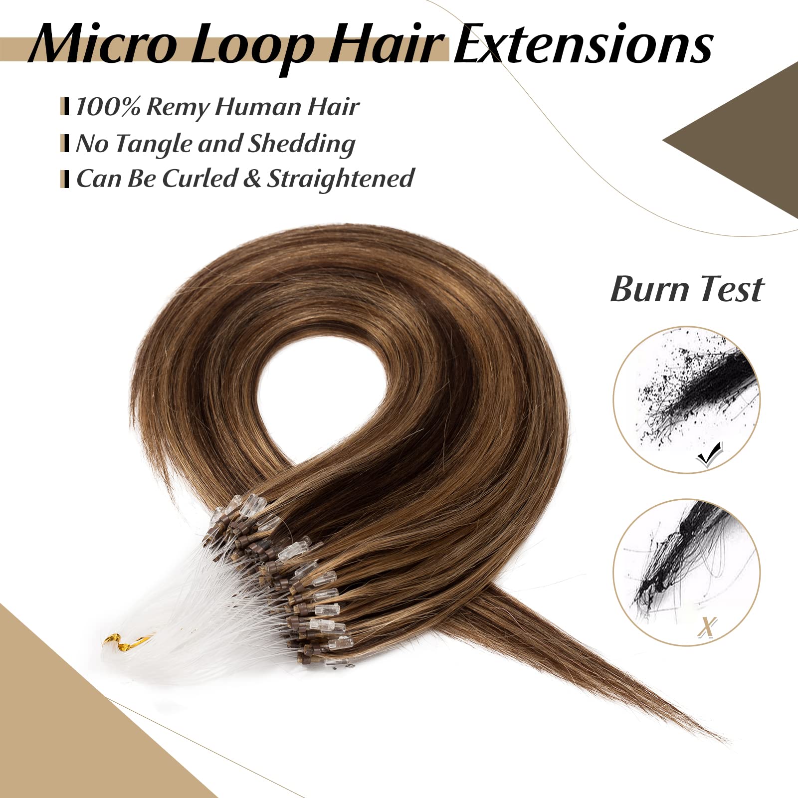 Sego Micro Beads Hair Extensions Human Hair 16 Inch Medium Brown And Dark Blonde Micro Loop Human Hair Extensions Natural Straig