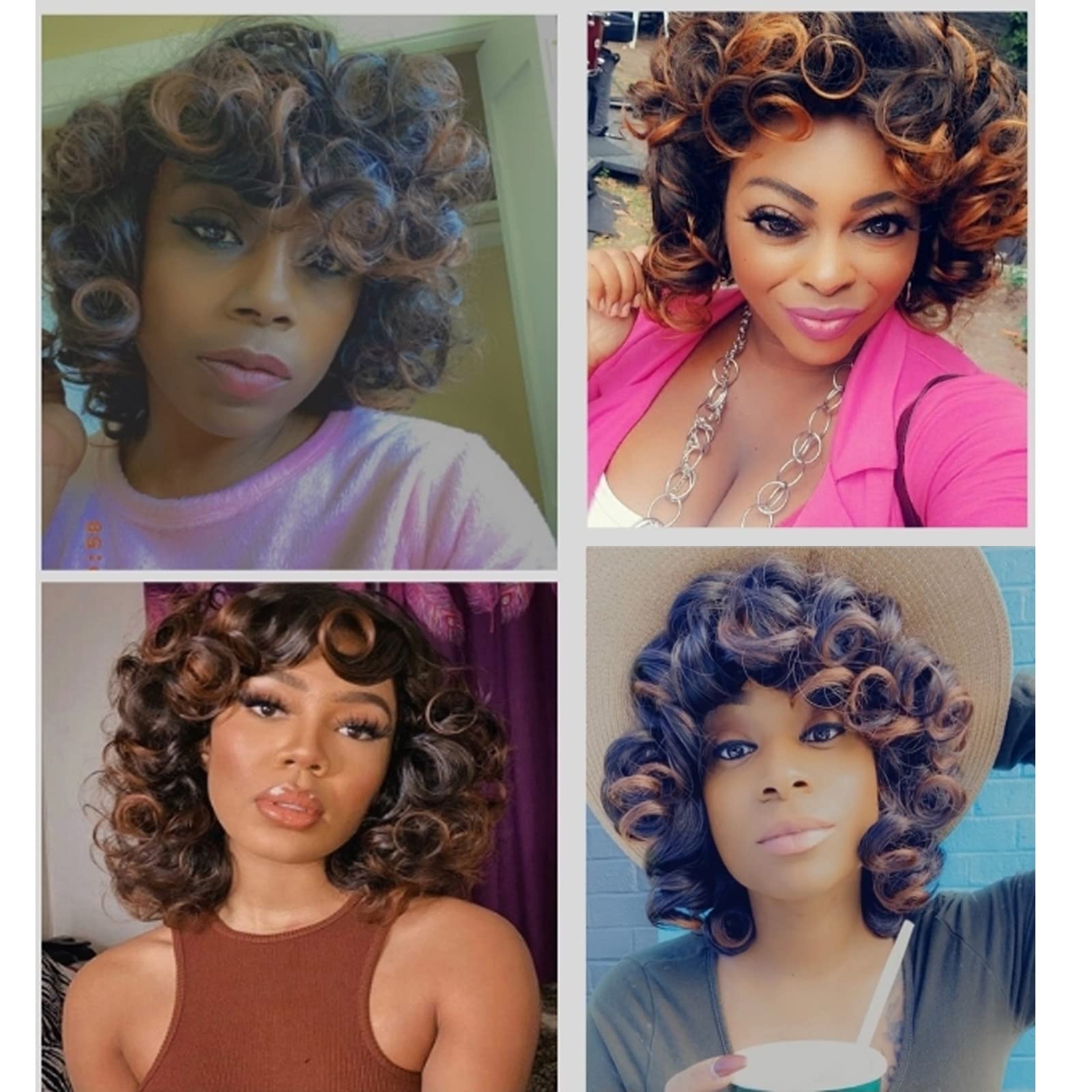 Kavsni Wig 70's Curly Wigs for Black Women Large Bouncy Fluffy and Soft Natural Looking Afro Wig 60s Wigs Gold Hoop Earring+2Wig