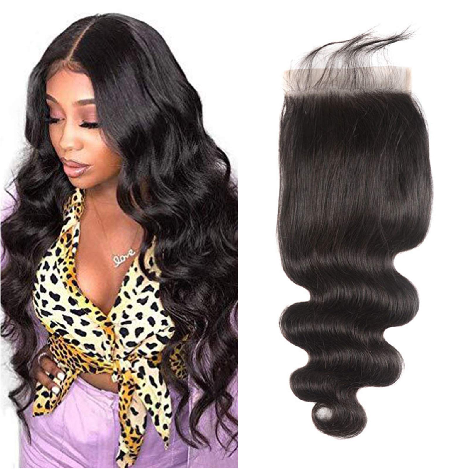 6X6 Closure Human Hair Pre Plucked Closure Body Wave 6 By 6 Free Part With Baby Hair Unprocessed 100% Human Hair Swiss Lace 130%