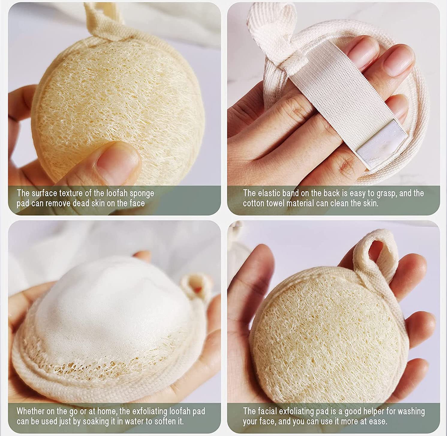 Ucinnovate Natural Shower Loofah Eco-Friendly Egyptian Sponge 7 Packs, Exfoliating Loofah Sponge Face Pads Scrubber, Large Exfol