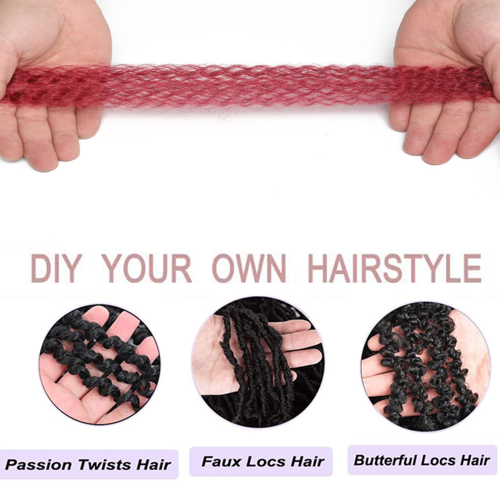 8 Packs Springy Afro Twist Hair 16 inch BUG Pre-Separated Kinky Marley Twist Braiding Hair Soft Synthetic Crochet for Distressed