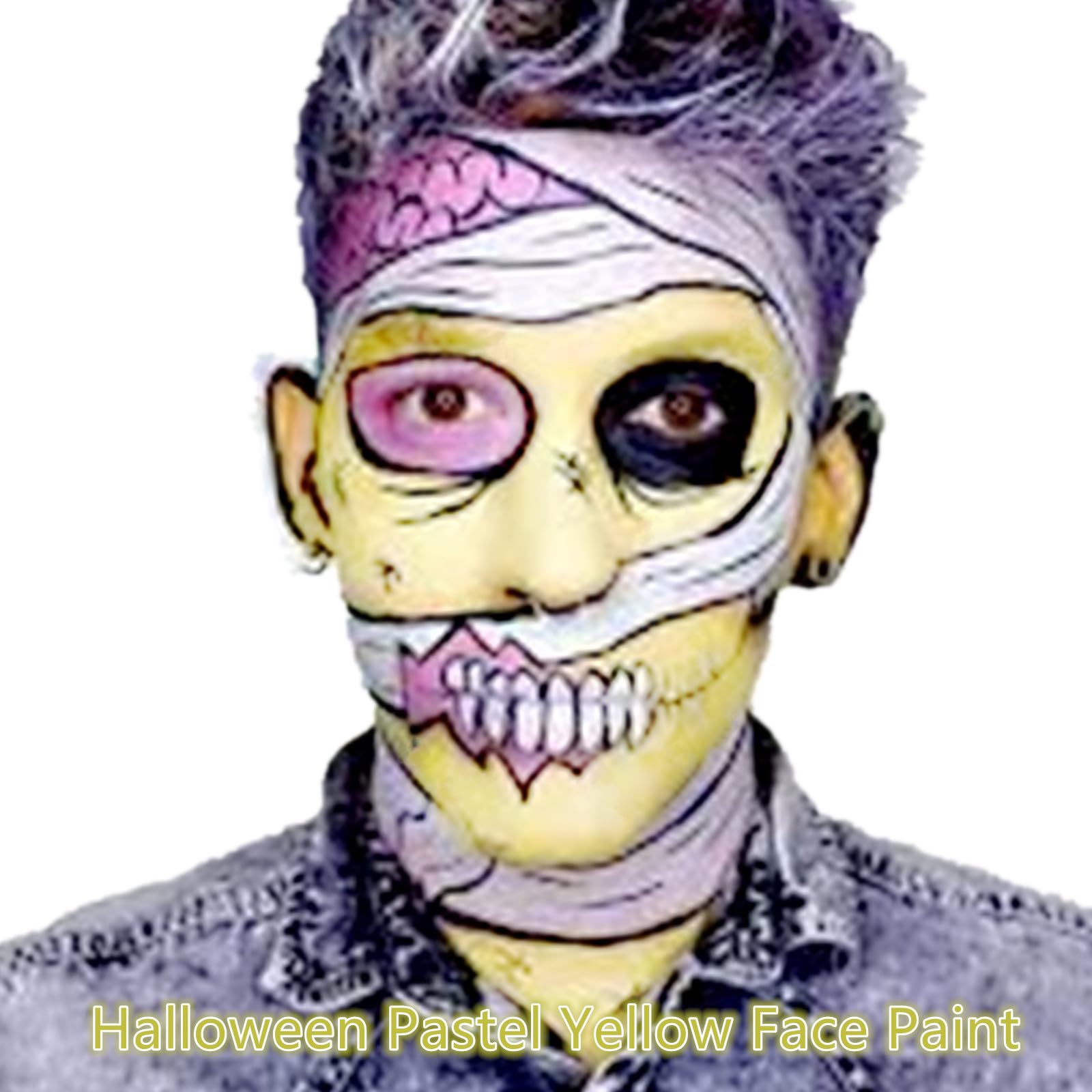 Go Ho Pastel Yellow Face Paint Stick(0.85Oz),Water Based Cream Yellow Body Paint Washable With Cushion Applicator Spong Tip Easy