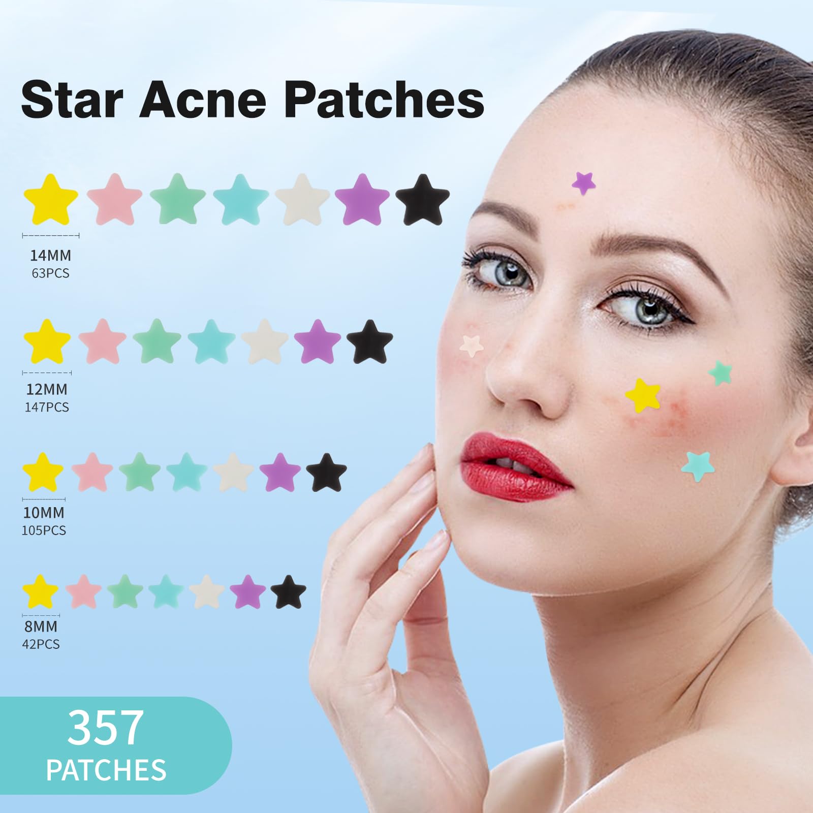 Pimple Patches For Face, Colorful Hydrocolloid Acne Patches, Cute Star Zit Covers For Face, Spot Stickers With Tea Tree, Salicyl