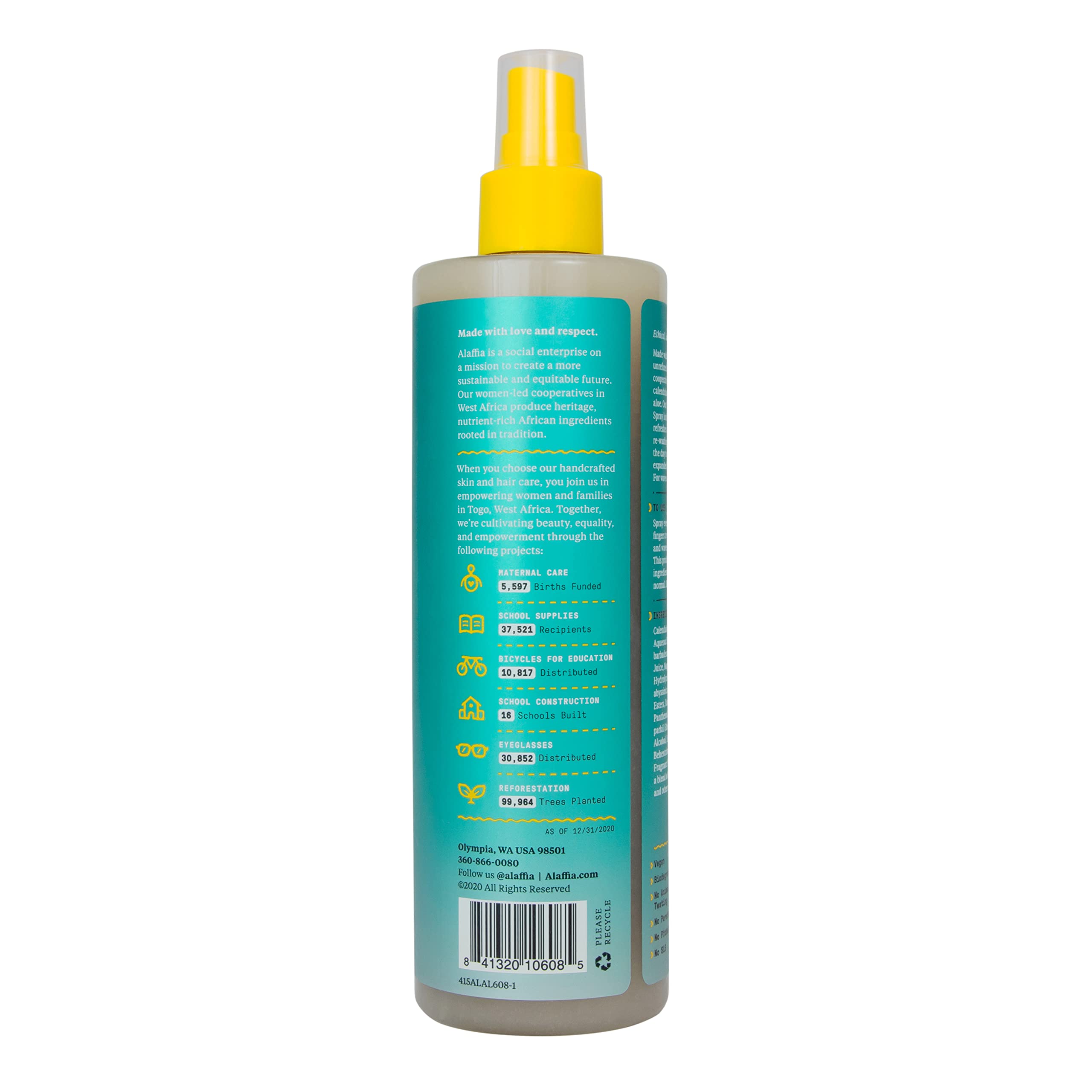 Alaffia Beautiful Curls Curl Enhance Refresher Spray, Wavy to Curly Hair Products, No Sulfates with Shea Butter & Essential Oils